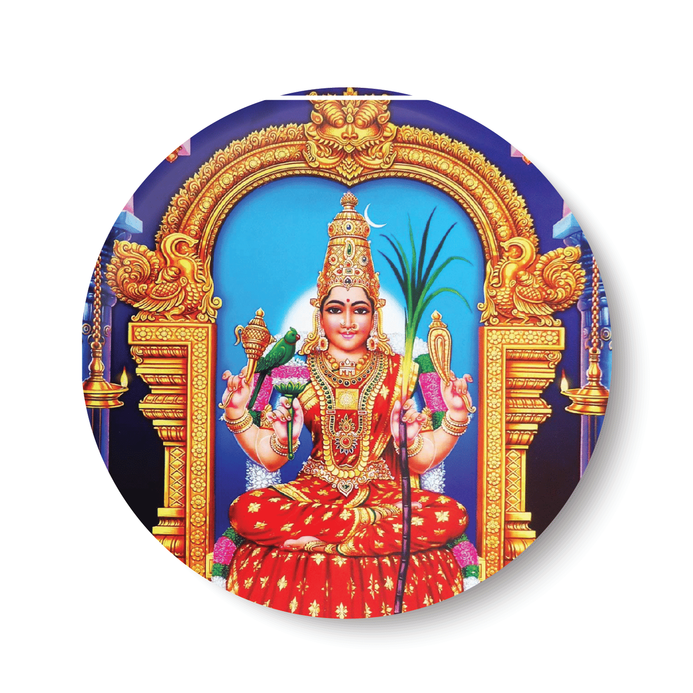     			PEACOCKRIDE Samayapuram Mariamman I Mariamman I Pin Badge (Multicolor, Plastic, 44mm)