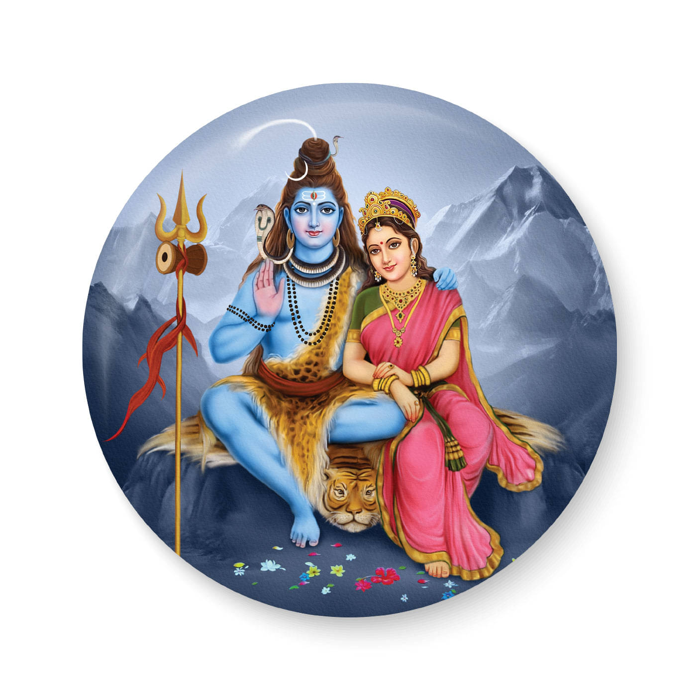     			PEACOCKRIDE Shivan Parvati I Sivan Parvati I Sivan I Pin Badge (Multicolor, Plastic, 44mm)