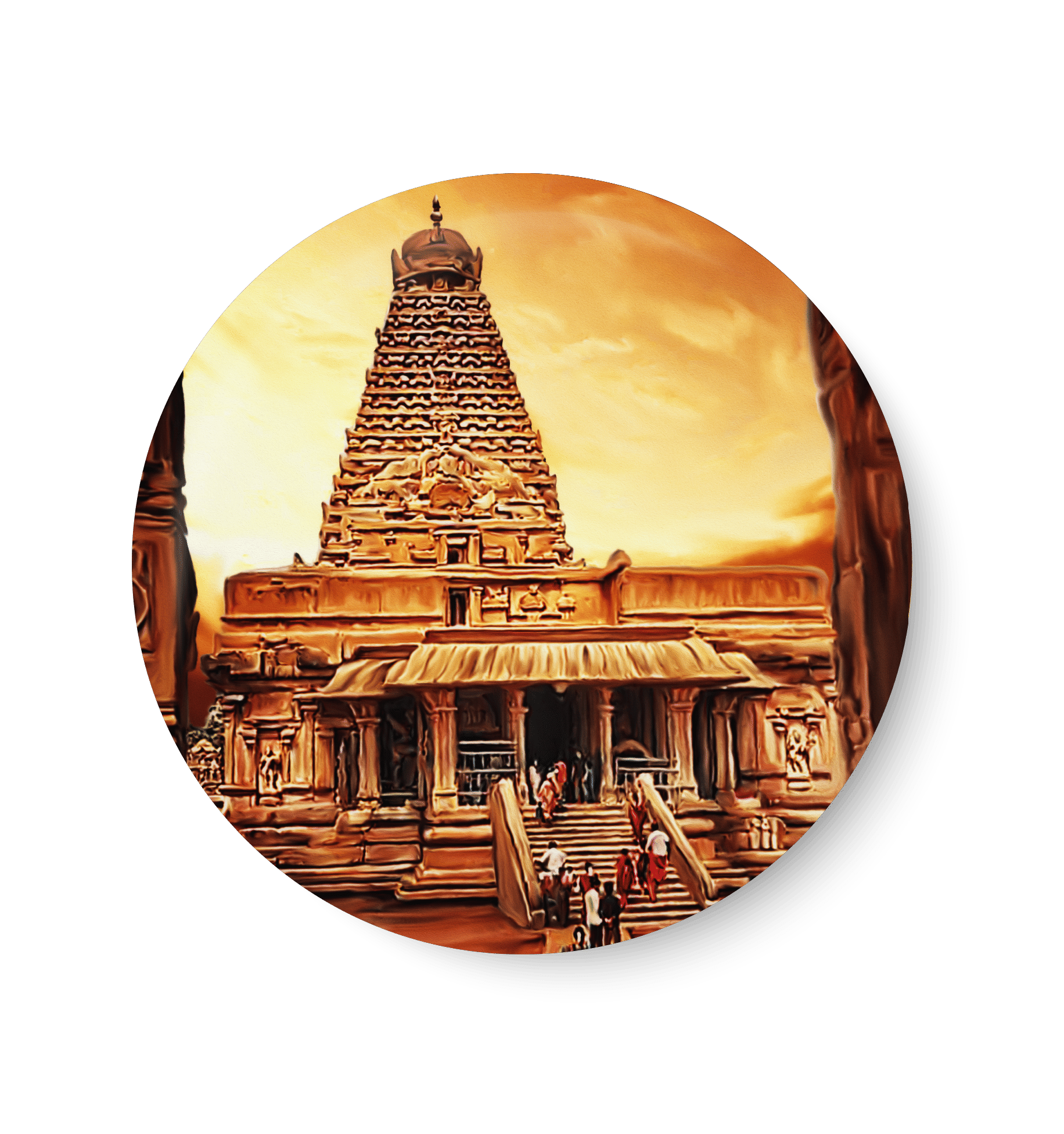     			PEACOCKRIDE Thanjavur I Tanjore Big Temple Pin Badge (Multicolor, Plastic, 44mm)