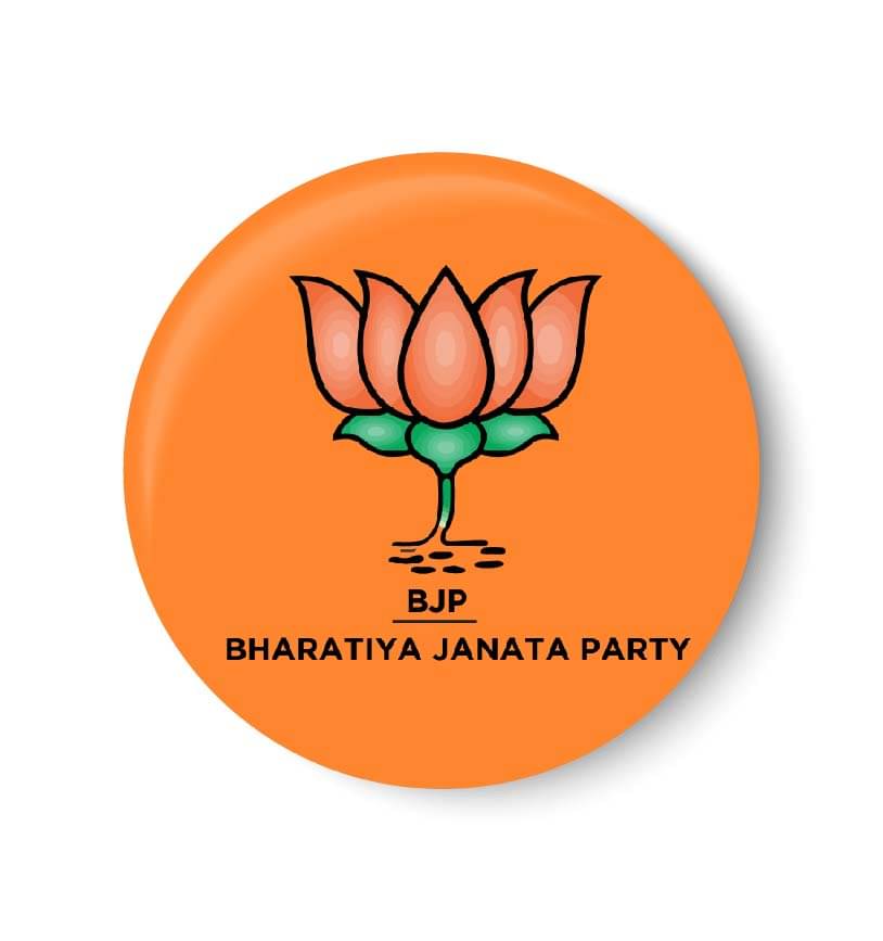     			PEACOCKRIDE Vote for your Party I Bharatiya Janata Party Symbol Pin Badge (Multicolor, Plastic, 44mm)