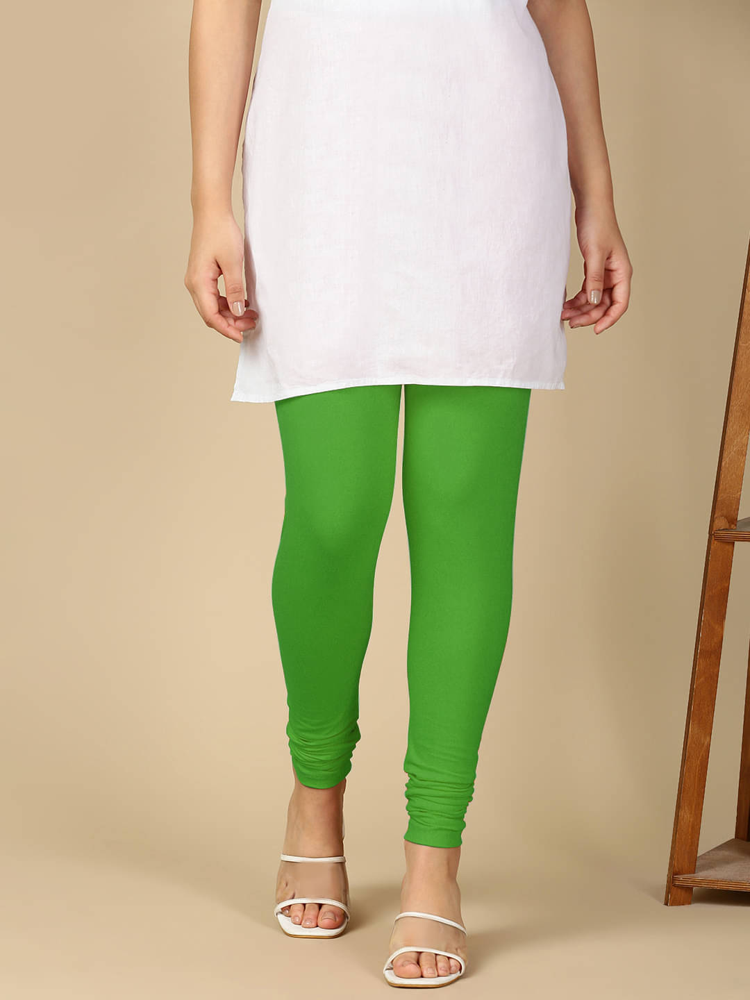     			PYNK Pack of 1 Cotton Women Churidars ( Fluorescent Green )