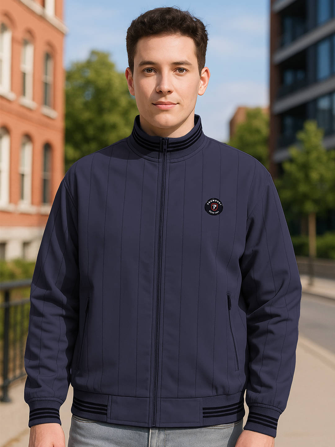 Promount Polyester Men's Casual Jacket - Navy ( Pack of 1 )     			Promount Polyester Men's Casual Jacket - Navy ( Pack of 1 )