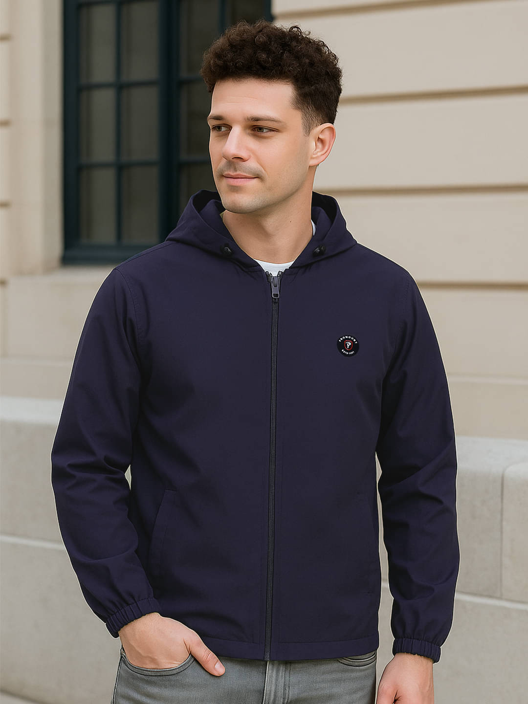 Promount Polyester Men's Casual Jacket - Navy ( Pack of 1 )     			Promount Polyester Men's Casual Jacket - Navy ( Pack of 1 )