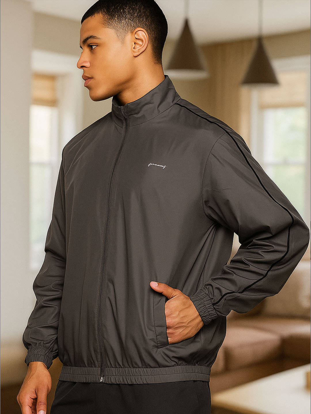 Promount Polyester Men's Casual Jacket - Grey ( Pack of 1 )     			Promount Polyester Men's Casual Jacket - Grey ( Pack of 1 )