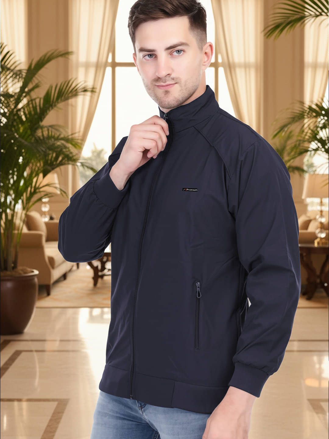     			Promount Polyester Men's Casual Jacket - Navy ( Pack of 1 )