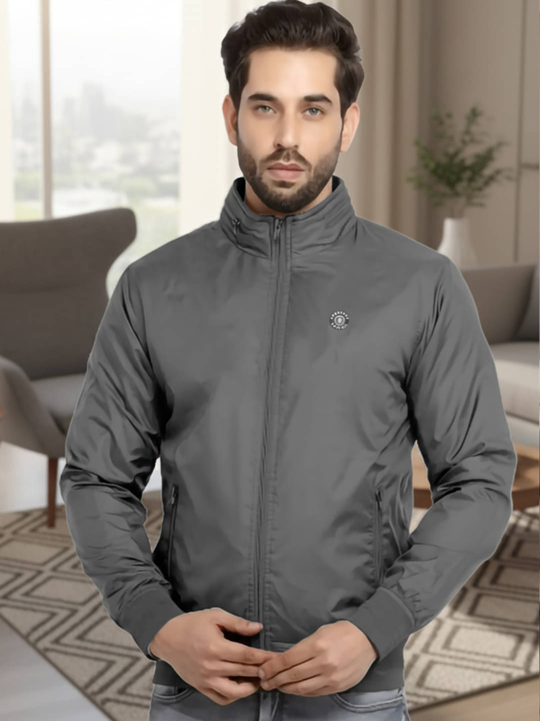 Promount Polyester Men's Casual Jacket - Dark Grey ( Pack of 1 ) Promount Polyester Men's Casual Jacket - Dark Grey ( Pack of 1 )