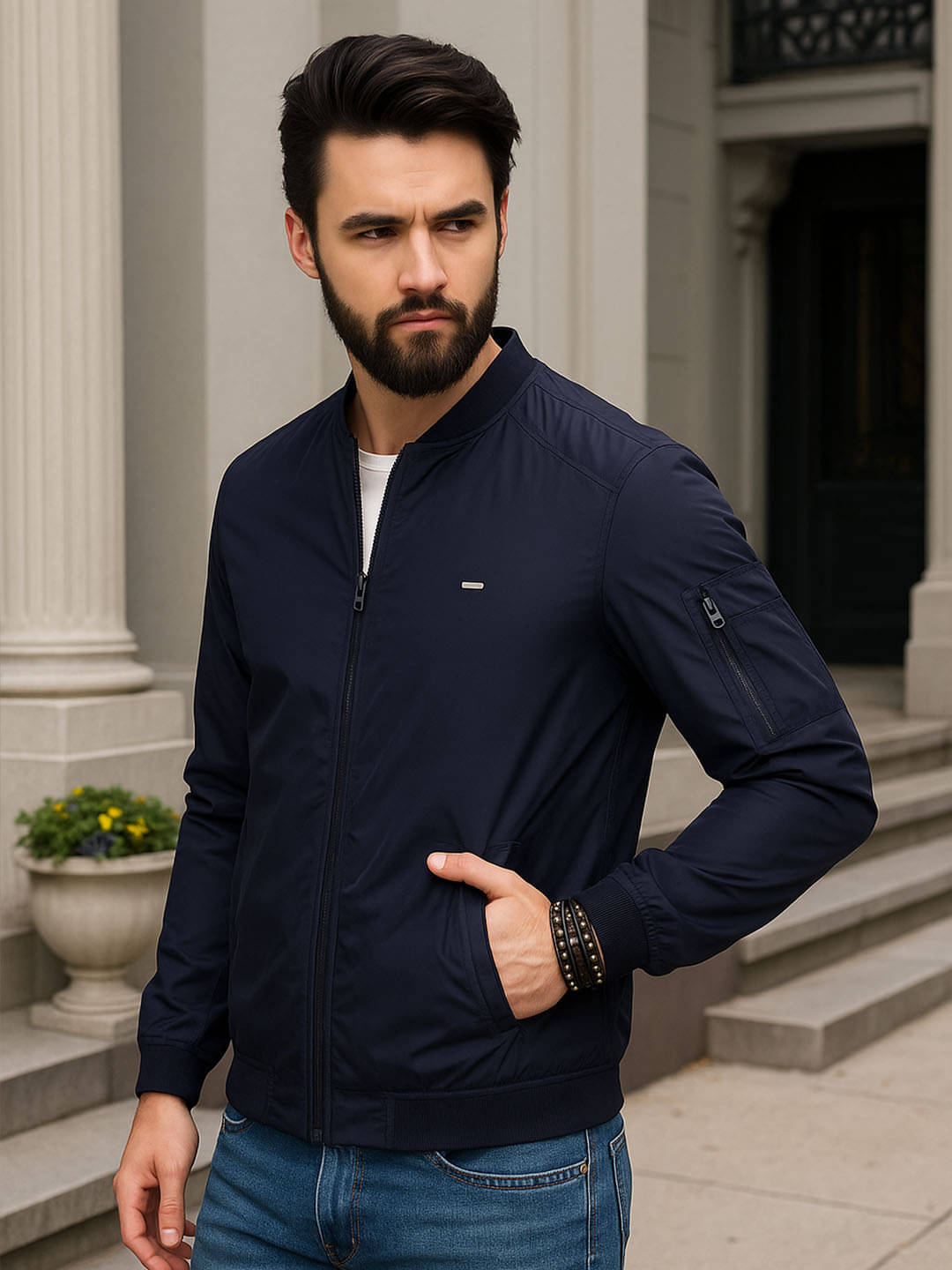 Promount Polyester Men's Casual Jacket - Navy ( Pack of 1 )     			Promount Polyester Men's Casual Jacket - Navy ( Pack of 1 )