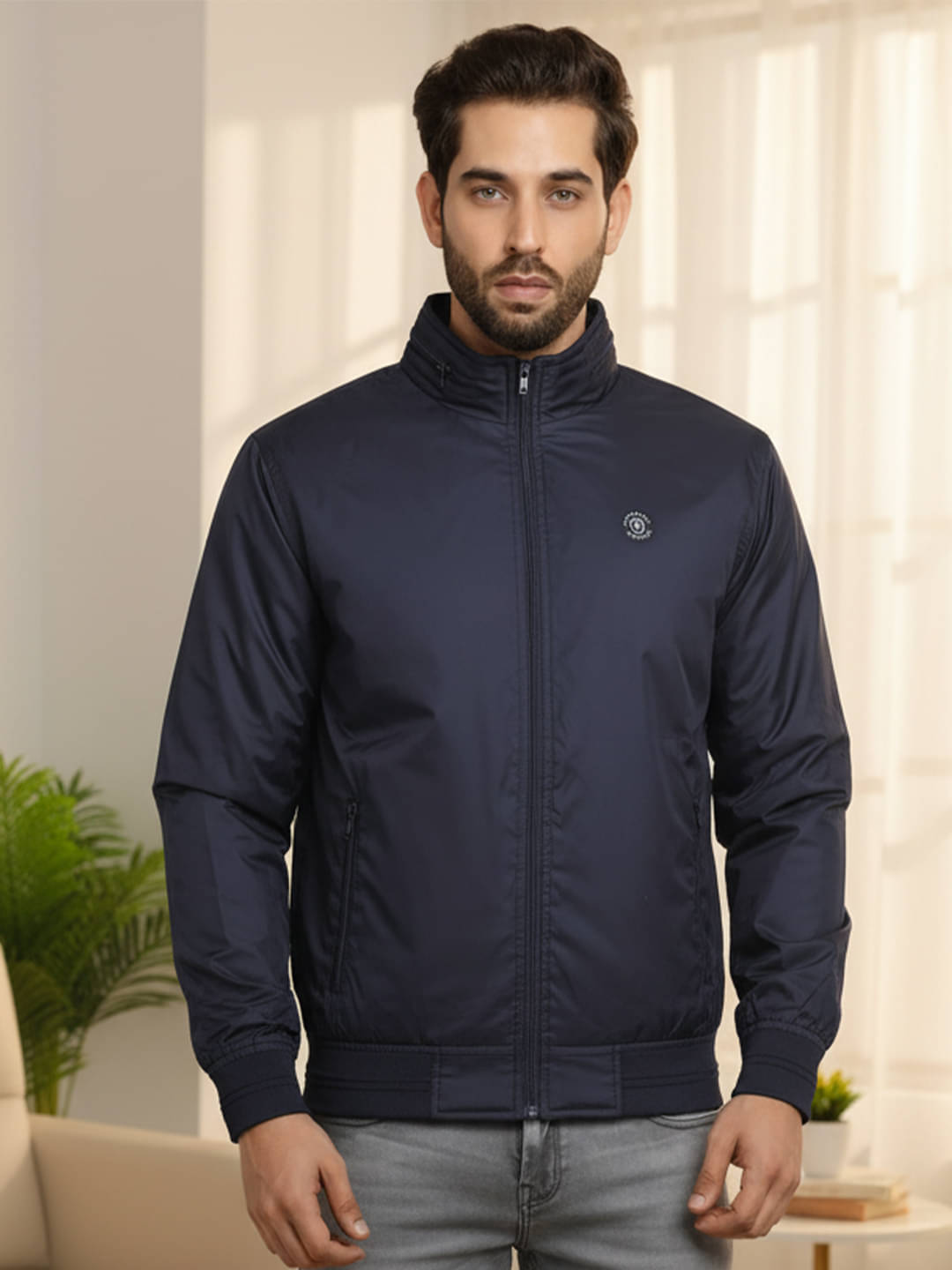 Promount Polyester Men's Casual Jacket - Navy ( Pack of 1 )     			Promount Polyester Men's Casual Jacket - Navy ( Pack of 1 )