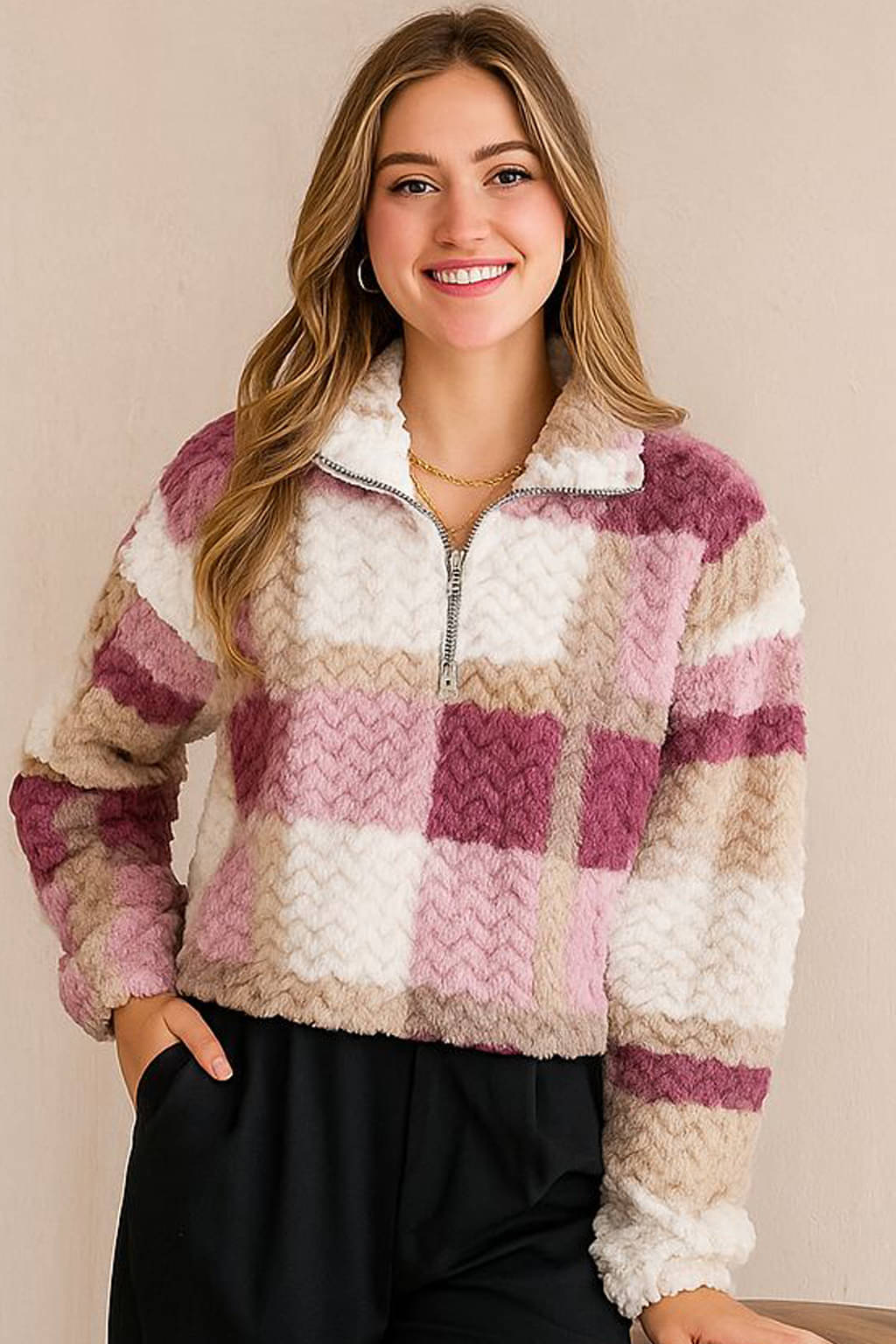 RELANE Women Polyester High Neck Sweatshirt For Light Winters ( Pink ) RELANE Women Polyester High Neck Sweatshirt For Light Winters ( Pink )