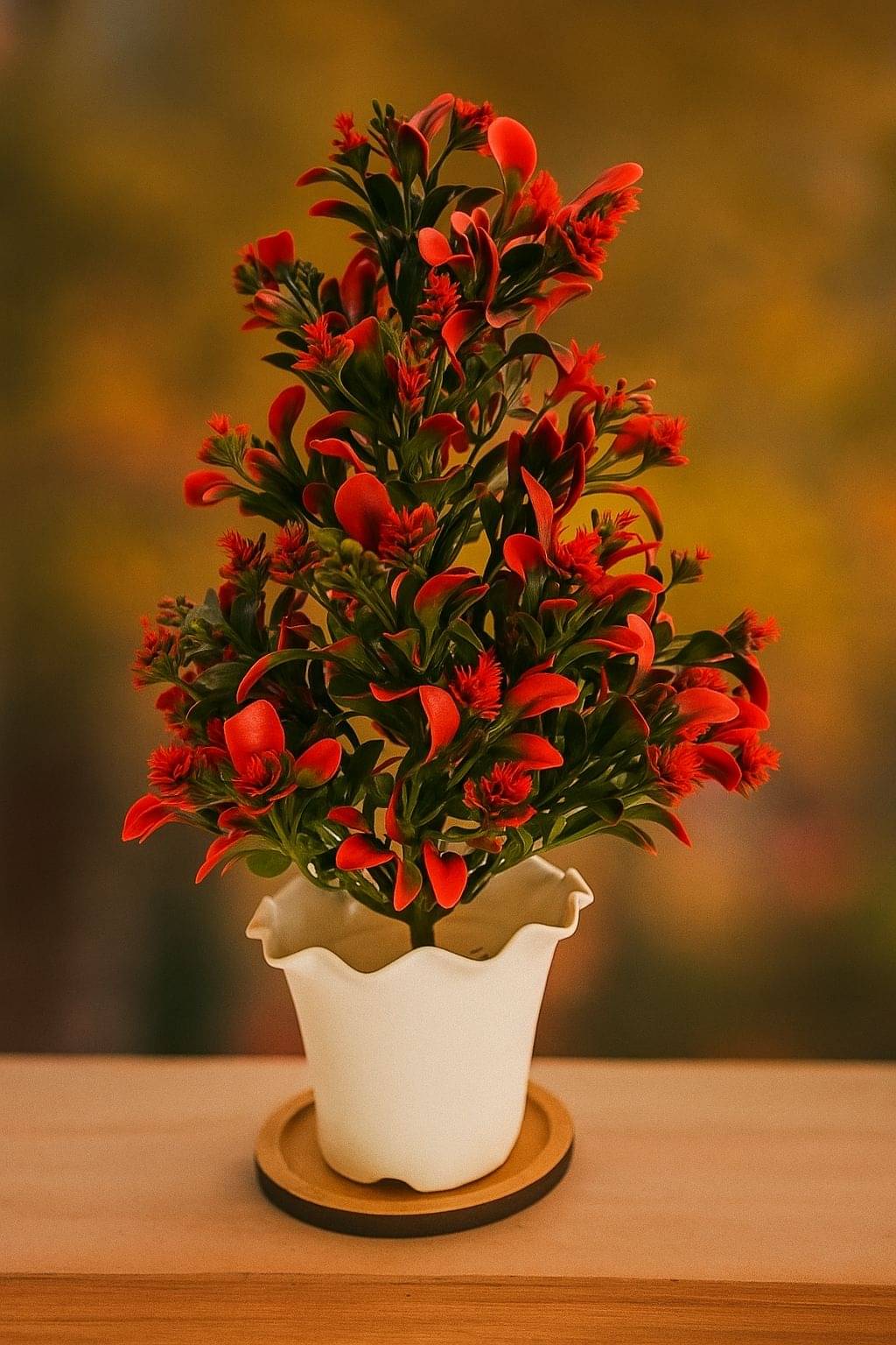 Red Flower Plant with Pot (Pack of 2)     			Red Flower Plant with Pot (Pack of 2)