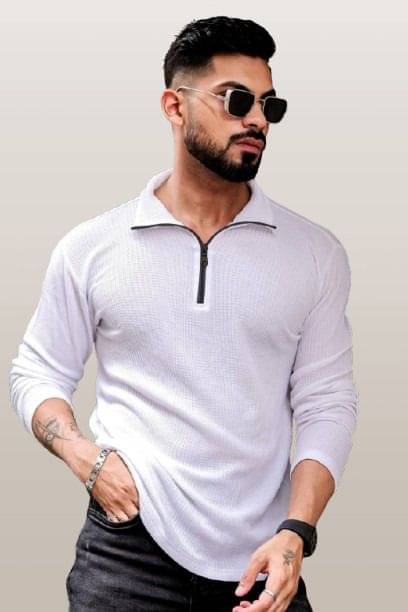 Rino Men Cotton Blend Regular Fit Solid T-Shirt ( White ) Rino Men Cotton Blend Regular Fit Solid T-Shirt ( White )