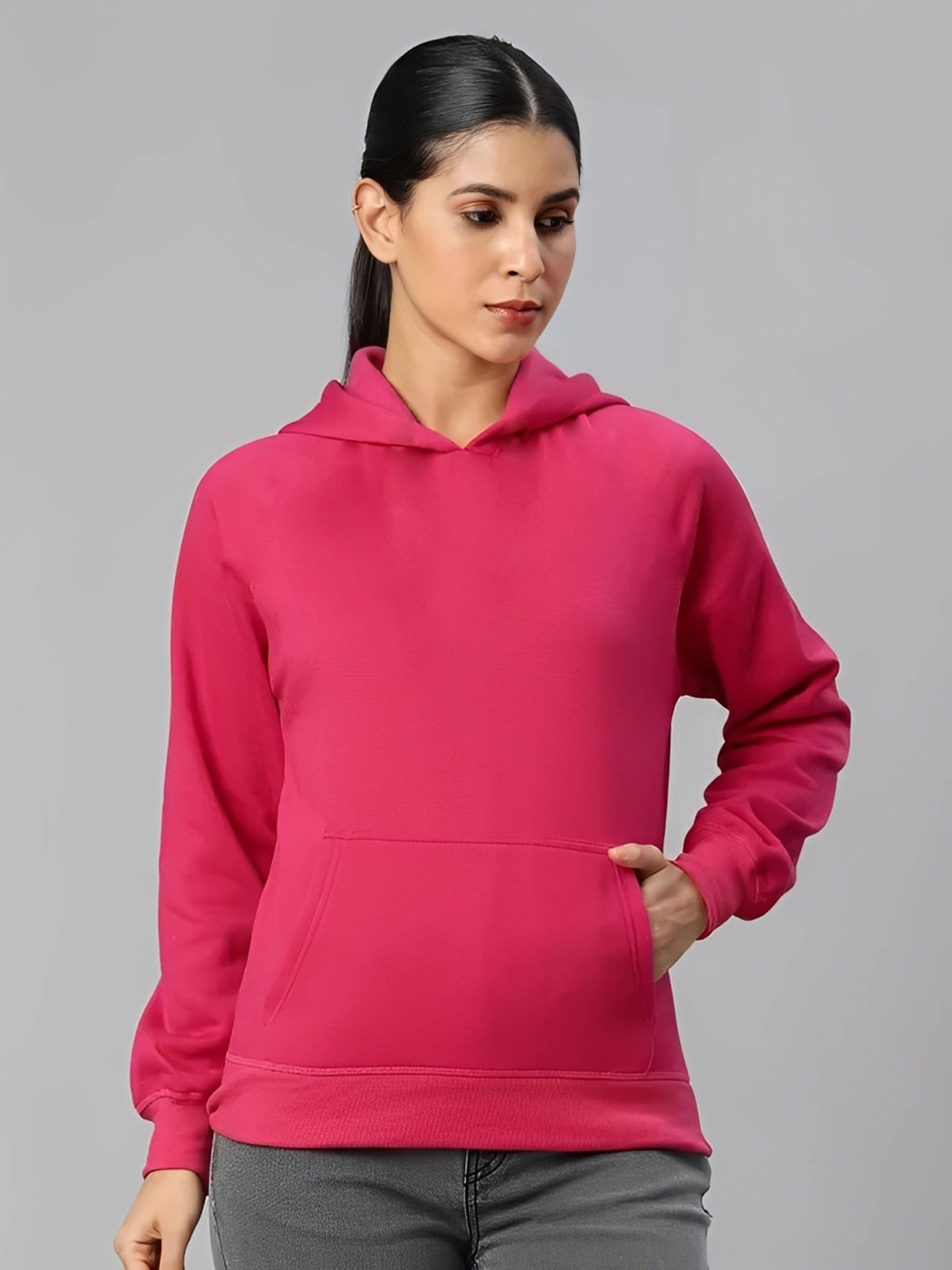     			Rino Women Fleece Hooded Sweatshirt For Heavy Winters ( Pink )