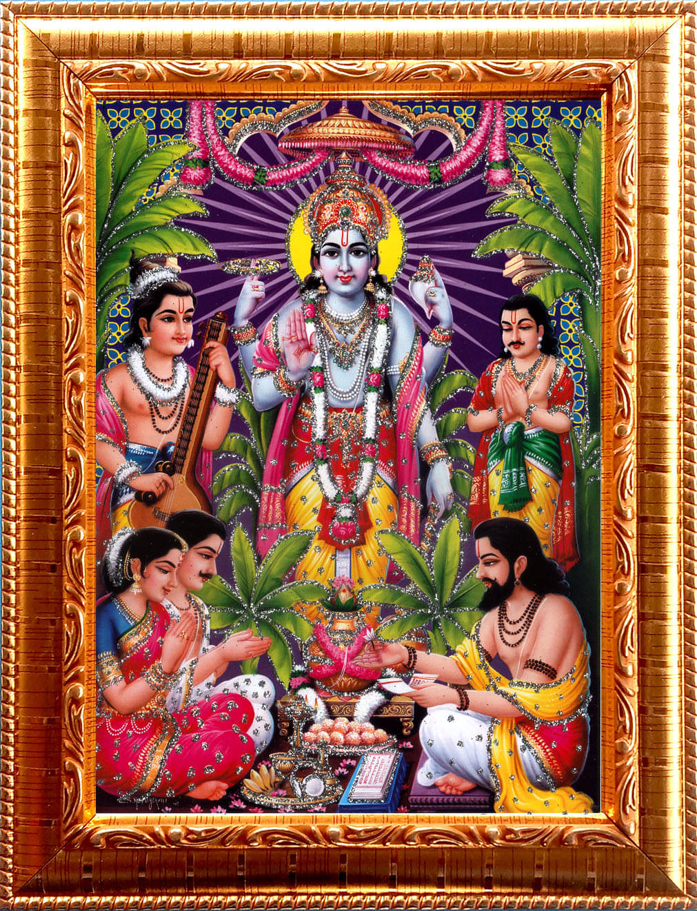 SATYANARAYAN VISHNU Golden Photo Frame with 6.75 inch (Width) x 8.75 inch (Length) inch Photo fitted With Wall Hanging Mount SATYANARAYAN VISHNU Golden Photo Frame with 6.75 inch (Width) x 8.75 inch (Length) inch Photo fitted With Wall Hanging Mount