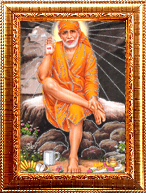 SHIRDI SAIN BABA Golden Photo Frame with 6.75 inch (Width) x 8.75 inch (Length) inch Photo fitted With Wall Hanging Mount SHIRDI SAIN BABA Golden Photo Frame with 6.75 inch (Width) x 8.75 inch (Length) inch Photo fitted With Wall Hanging Mount