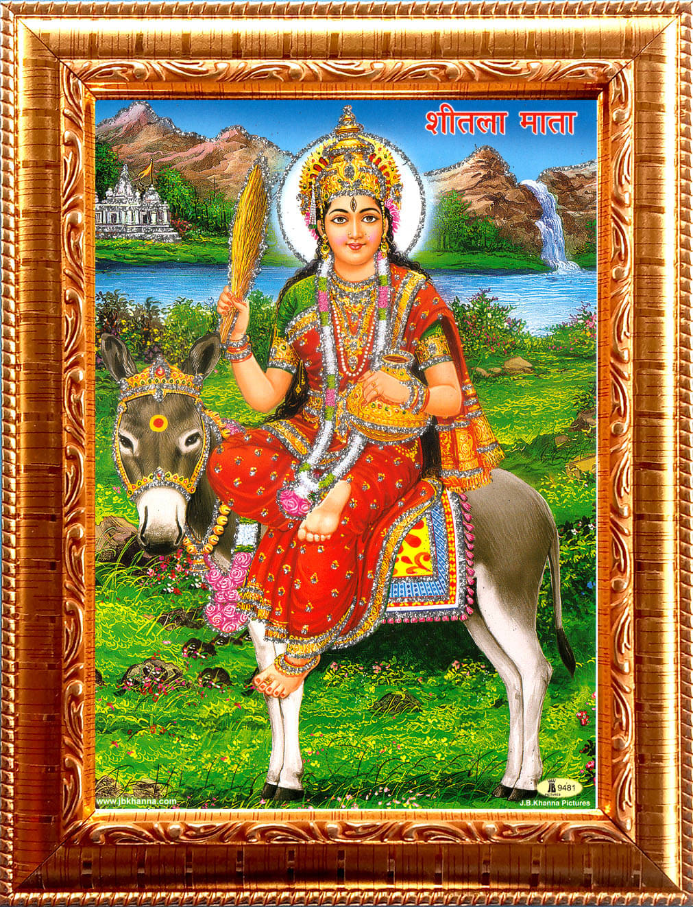 SITALA MATA Golden Photo Frame with 6.75 inch (Width) x 8.75 inch (Length) inch Photo fitted With Wall Hanging Mount     			SITALA MATA Golden Photo Frame with 6.75 inch (Width) x 8.75 inch (Length) inch Photo fitted With Wall Hanging Mount