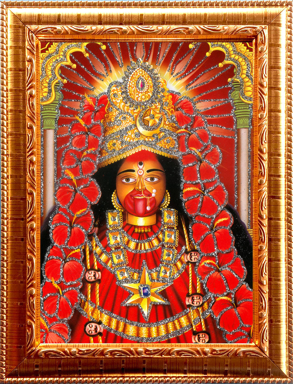 TARA MATA Golden Photo Frame with 6.75 inch (Width) x 8.75 inch (Length) inch Photo fitted With Wall Hanging Mount TARA MATA Golden Photo Frame with 6.75 inch (Width) x 8.75 inch (Length) inch Photo fitted With Wall Hanging Mount