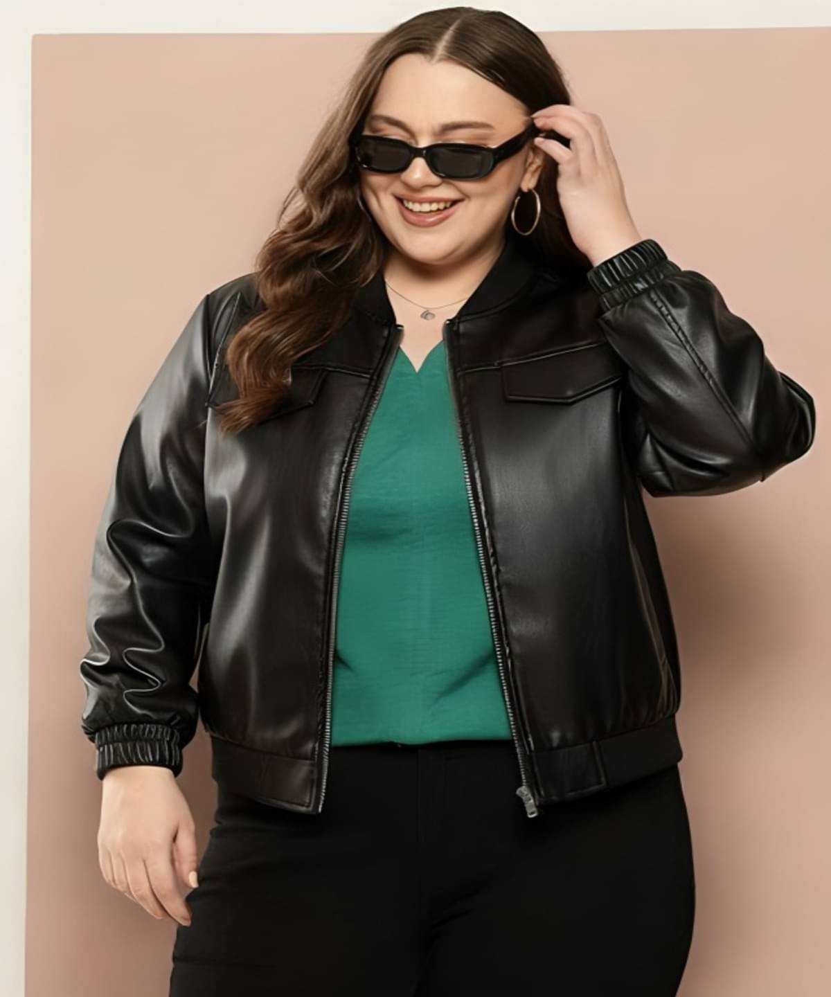 THECLASSICTOGS Women High Neck Leather Jacket ( Black ) THECLASSICTOGS Women High Neck Leather Jacket ( Black )