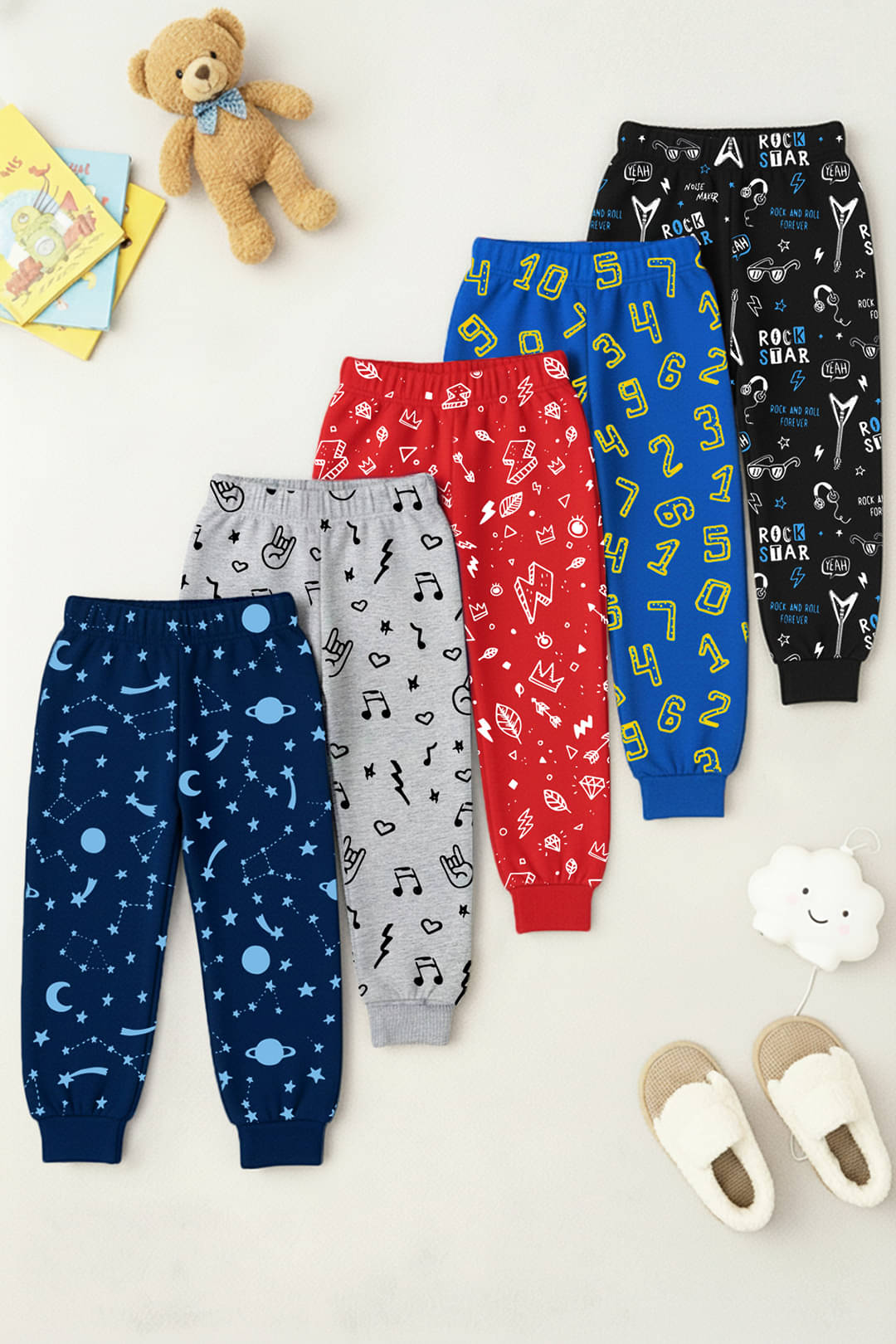 Trampoline Pack of 5 Boys Cotton Blend Trackpant ( Multi Color ) Trampoline Pack of 5 Boys Cotton Blend Trackpant ( Multi Color )