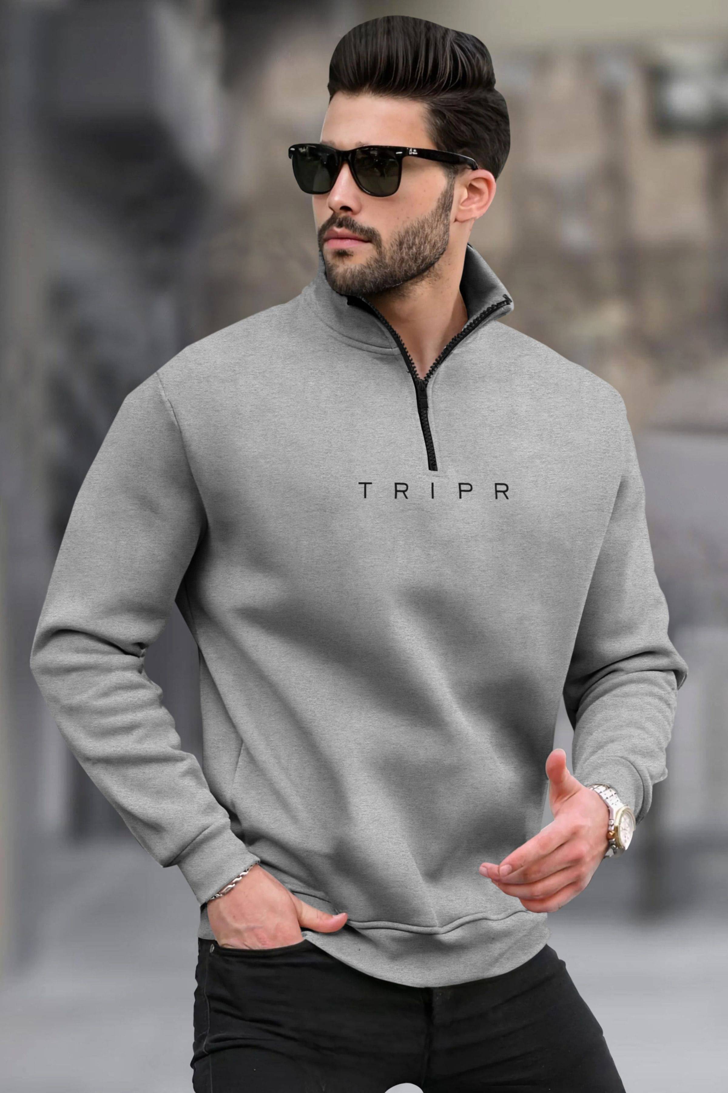 Tripr Cotton Blend High Neck Men's Full Sleeves Pullover Sweater - Grey ( Pack of 1 ) Tripr Cotton Blend High Neck Men's Full Sleeves Pullover Sweater - Grey ( Pack of 1 )