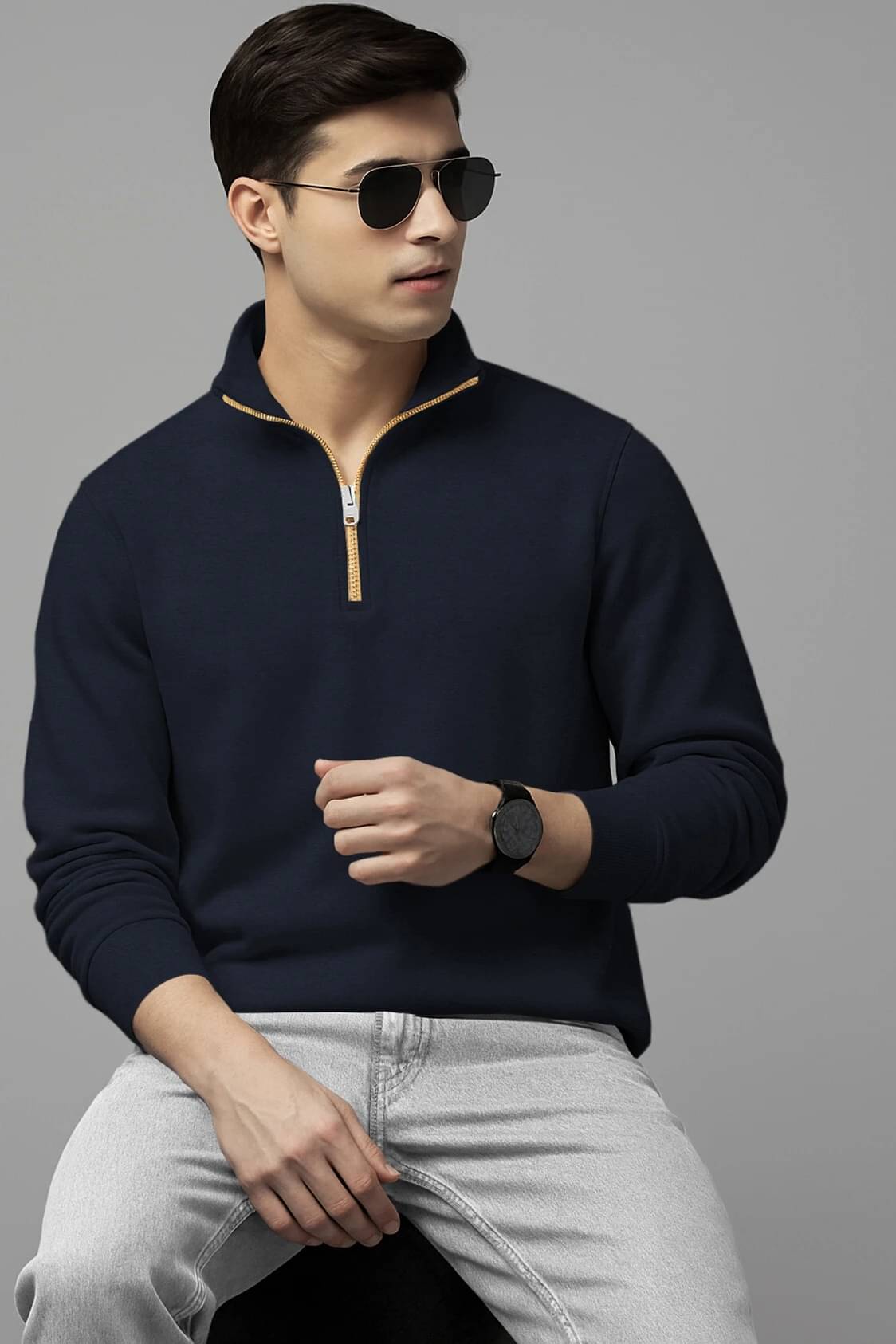 Tripr Cotton Blend High Neck Men's Full Sleeves Pullover Sweater - Blue ( Pack of 1 ) Tripr Cotton Blend High Neck Men's Full Sleeves Pullover Sweater - Blue ( Pack of 1 )