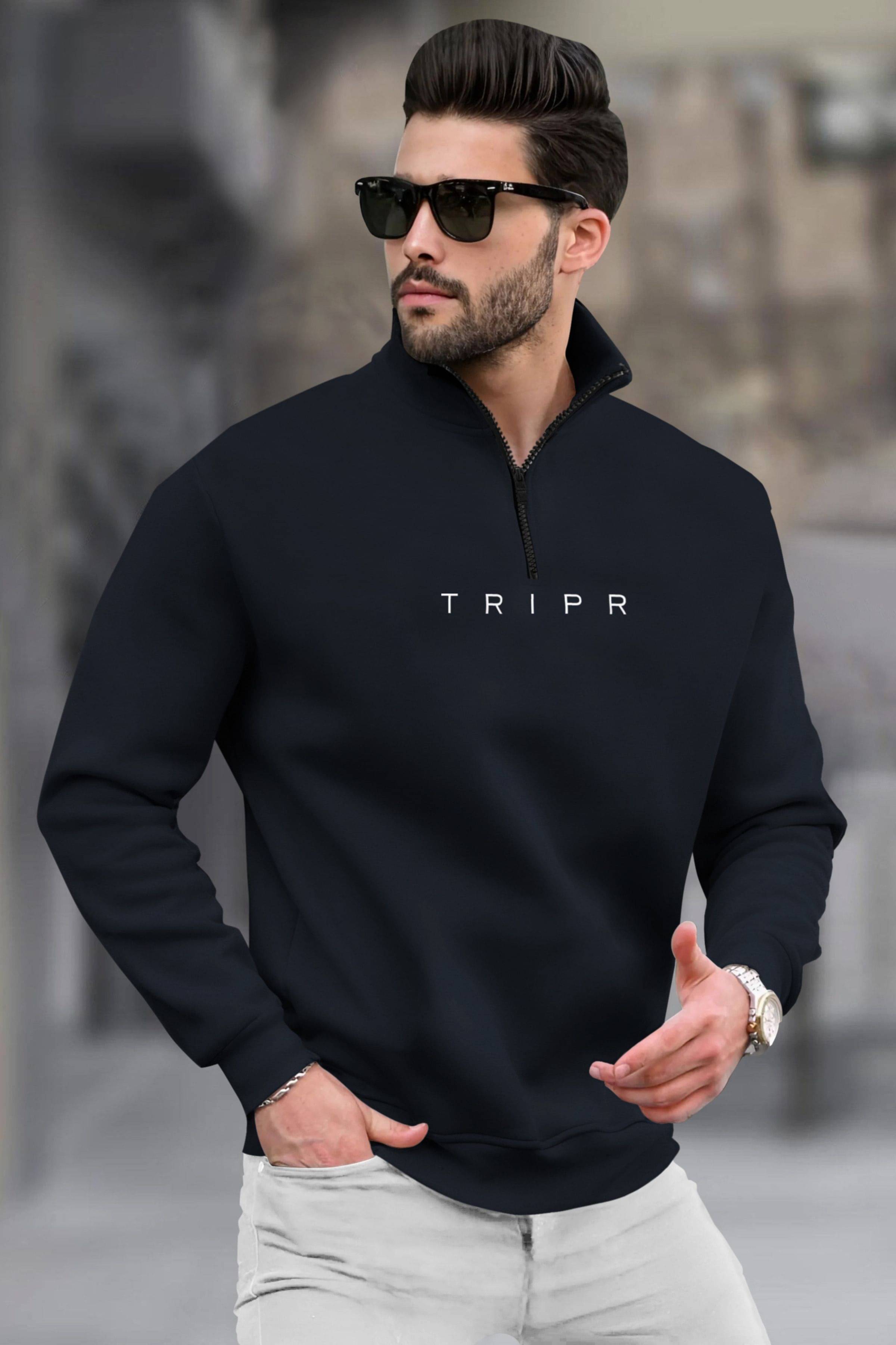 Tripr Cotton Blend High Neck Men's Full Sleeves Pullover Sweater - Blue ( Pack of 1 ) Tripr Cotton Blend High Neck Men's Full Sleeves Pullover Sweater - Blue ( Pack of 1 )