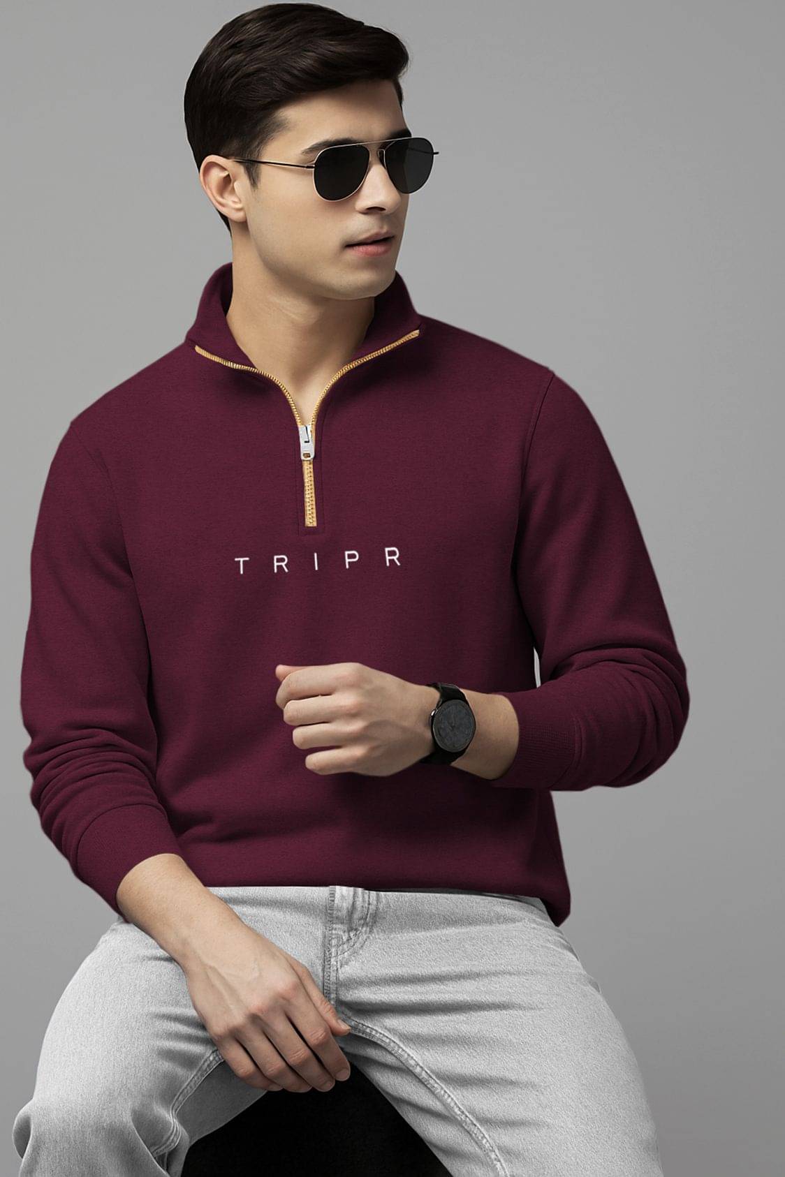 Tripr Cotton Blend High Neck Men's Full Sleeves Pullover Sweater - Maroon ( Pack of 1 ) Tripr Cotton Blend High Neck Men's Full Sleeves Pullover Sweater - Maroon ( Pack of 1 )