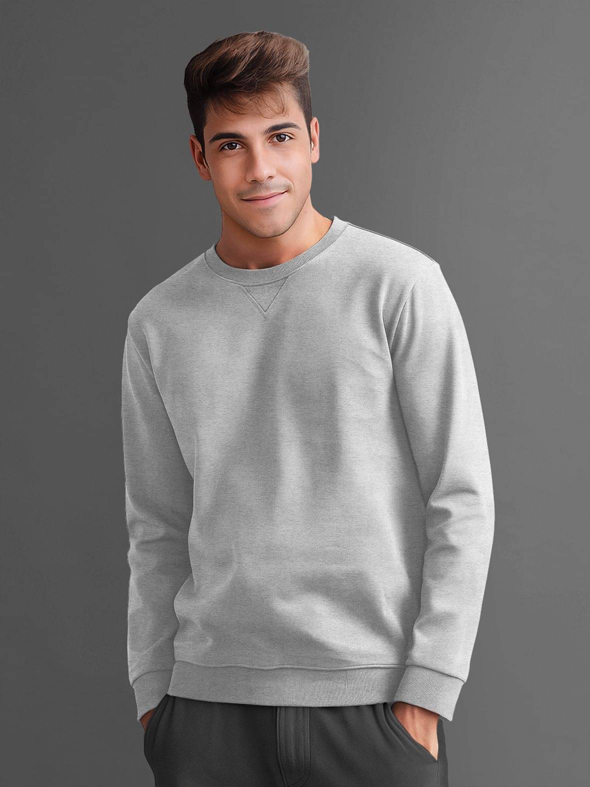     			Tripr Cotton Blend Round Neck Men's Full Sleeves Pullover Sweater - Grey ( Pack of 1 )