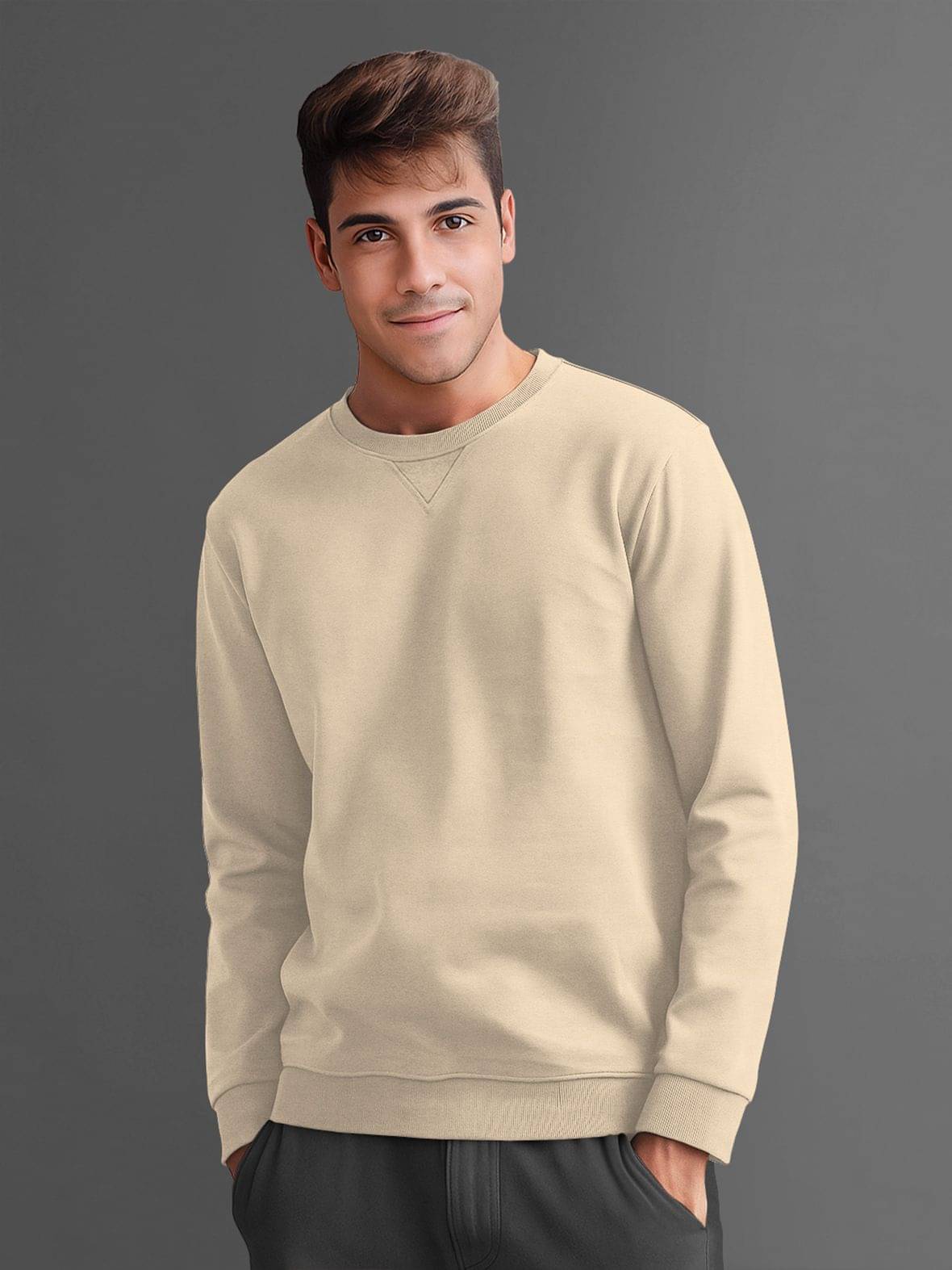 Tripr Cotton Blend Round Neck Men's Full Sleeves Pullover Sweater - Beige ( Pack of 1 ) Tripr Cotton Blend Round Neck Men's Full Sleeves Pullover Sweater - Beige ( Pack of 1 )