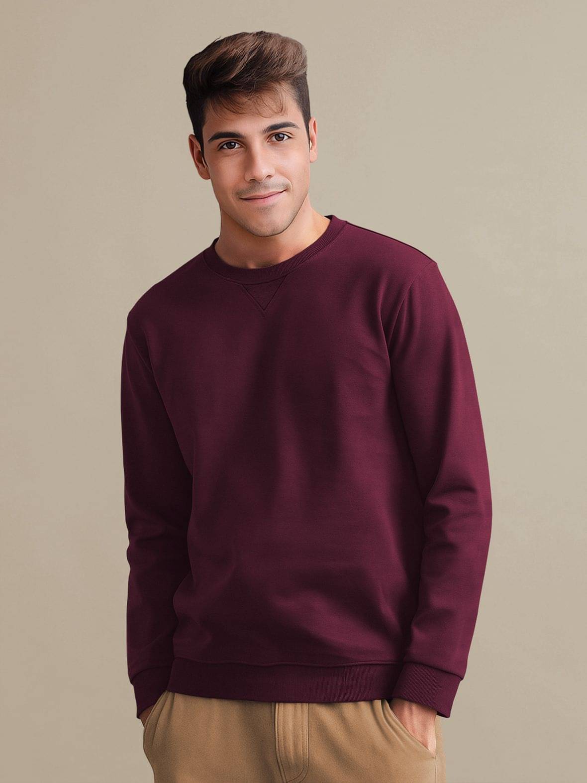Tripr Cotton Blend Round Neck Men's Full Sleeves Pullover Sweater - Maroon ( Pack of 1 ) Tripr Cotton Blend Round Neck Men's Full Sleeves Pullover Sweater - Maroon ( Pack of 1 )