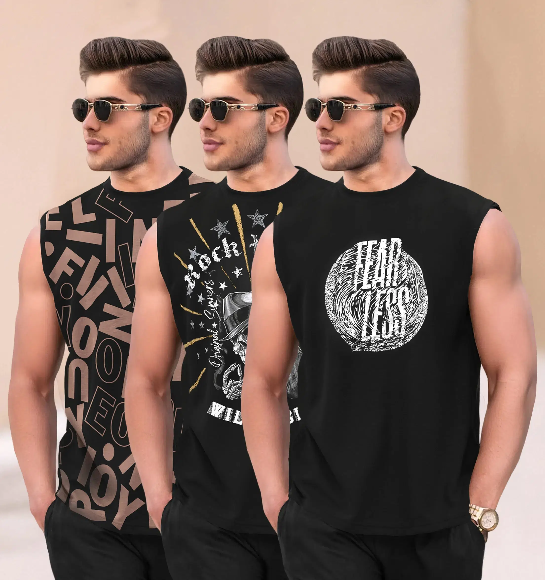 Tripr Pack of 3 Cotton Blend Basic Vest For Men ( Dark Grey )     			Tripr Pack of 3 Cotton Blend Basic Vest For Men ( Dark Grey )