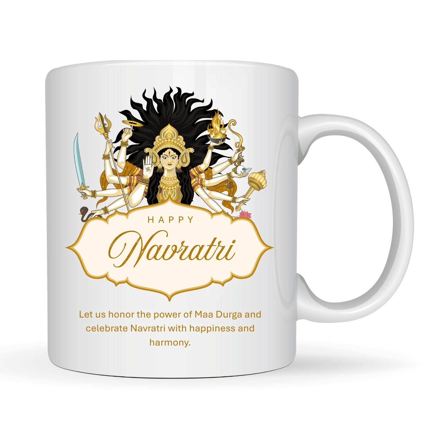     			VK Fashion Happy Navratri Ceramic Coffee Mug 350 mL ( Pack of 1 )