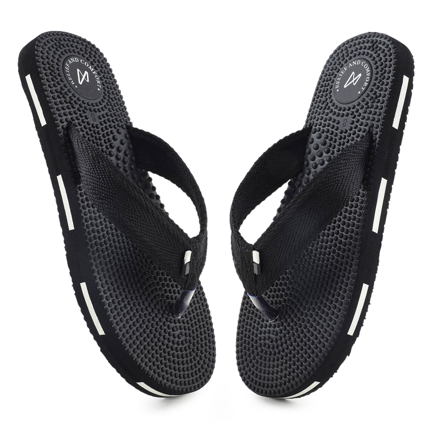     			VOKLINE Black Men's Massage Flip Flop