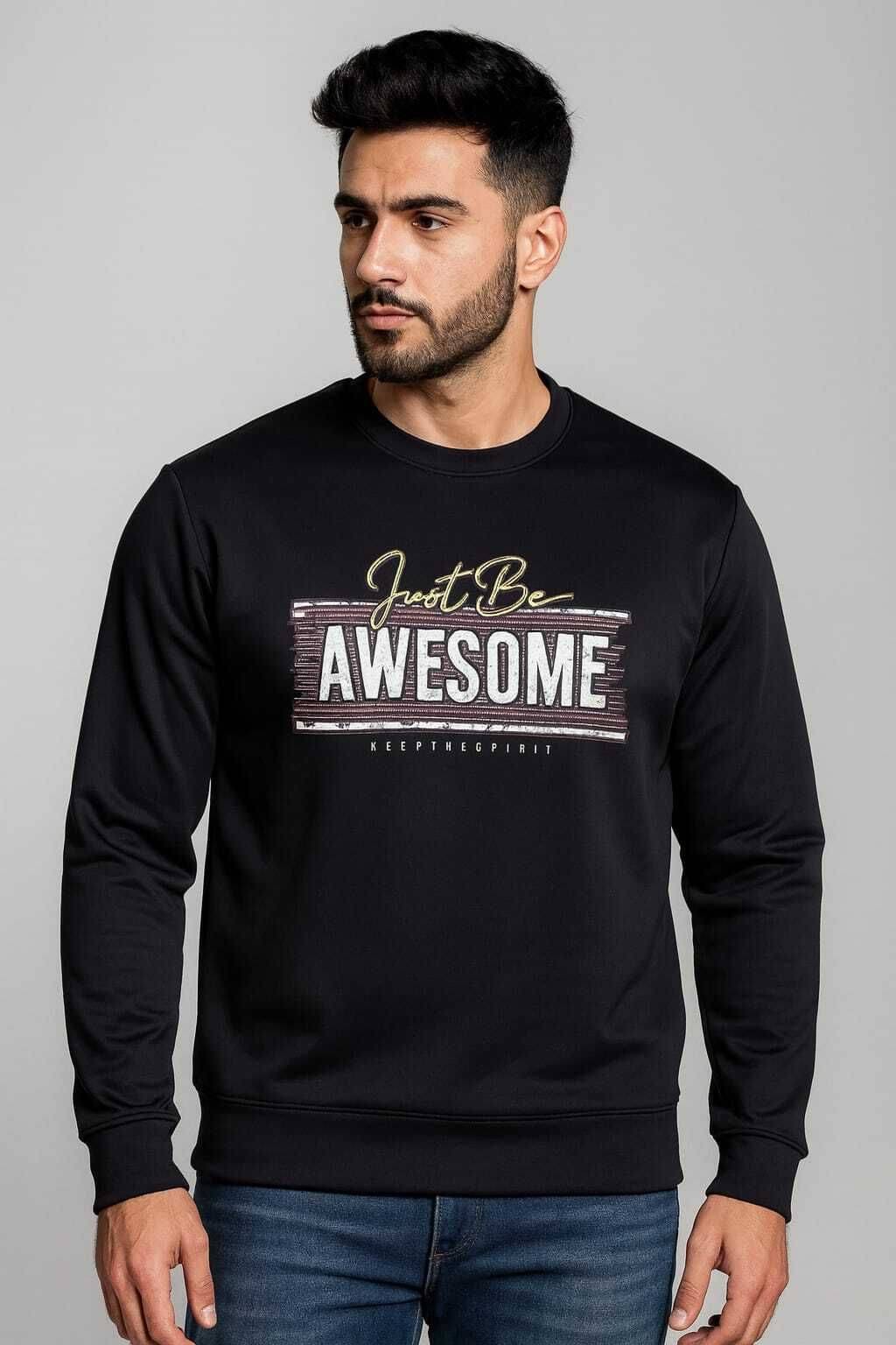 WILD ELEPHANT Polyester Round Neck Men's Sweatshirt - Black ( Pack of 1 ) WILD ELEPHANT Polyester Round Neck Men's Sweatshirt - Black ( Pack of 1 )