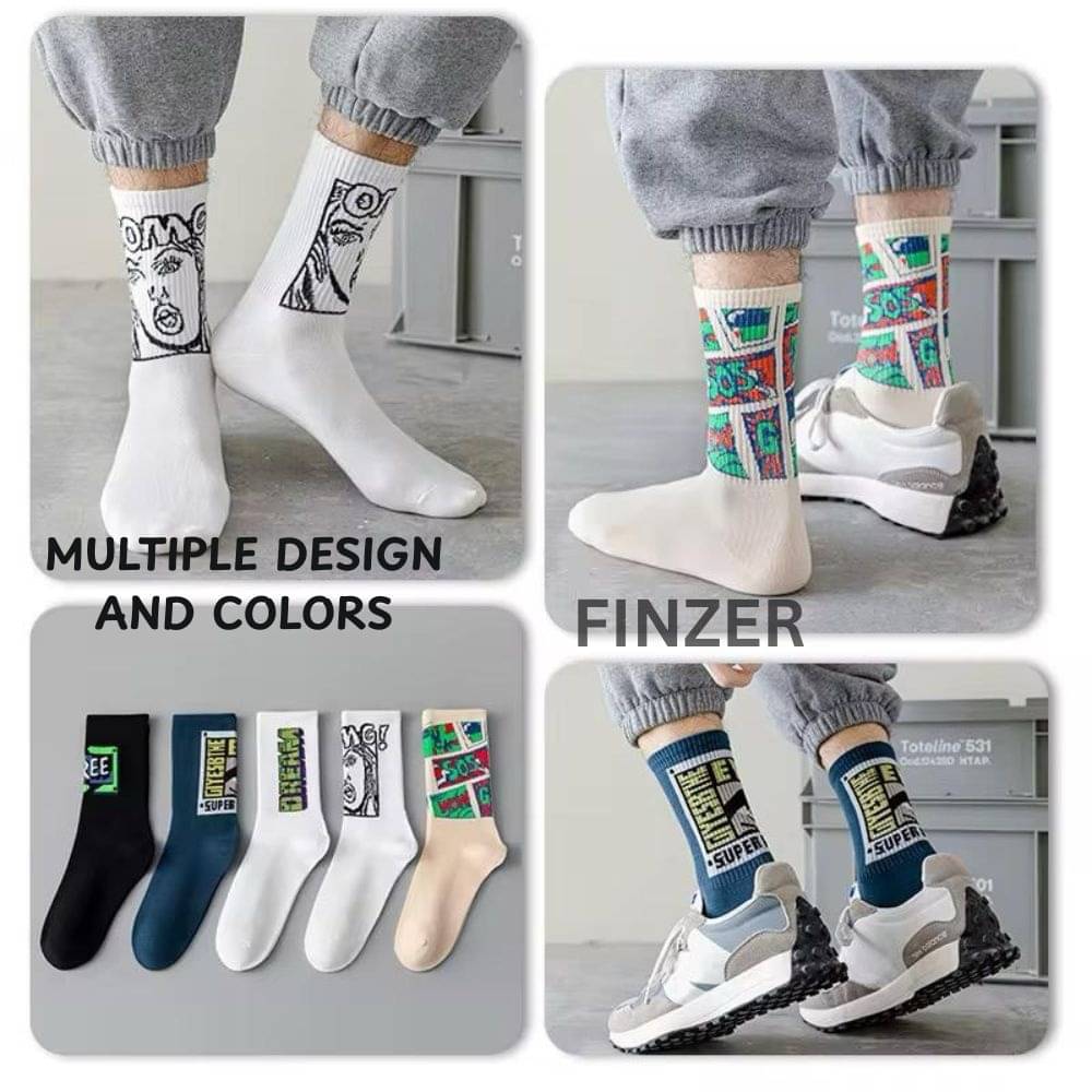 finzer Pack of 5 Men's Cotton Mid Length Socks ( Multicolor ) finzer Pack of 5 Men's Cotton Mid Length Socks ( Multicolor )