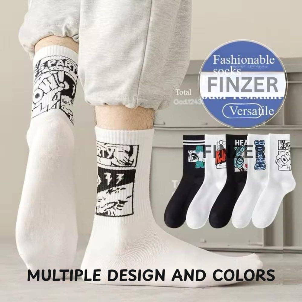 finzer Pack of 5 Men's Cotton Mid Length Socks ( Multicolor )     			finzer Pack of 5 Men's Cotton Mid Length Socks ( Multicolor )