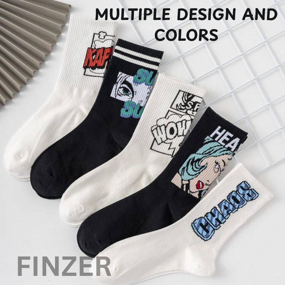 finzer Pack of 5 Men's Cotton Mid Length Socks ( Multicolor )     			finzer Pack of 5 Men's Cotton Mid Length Socks ( Multicolor )