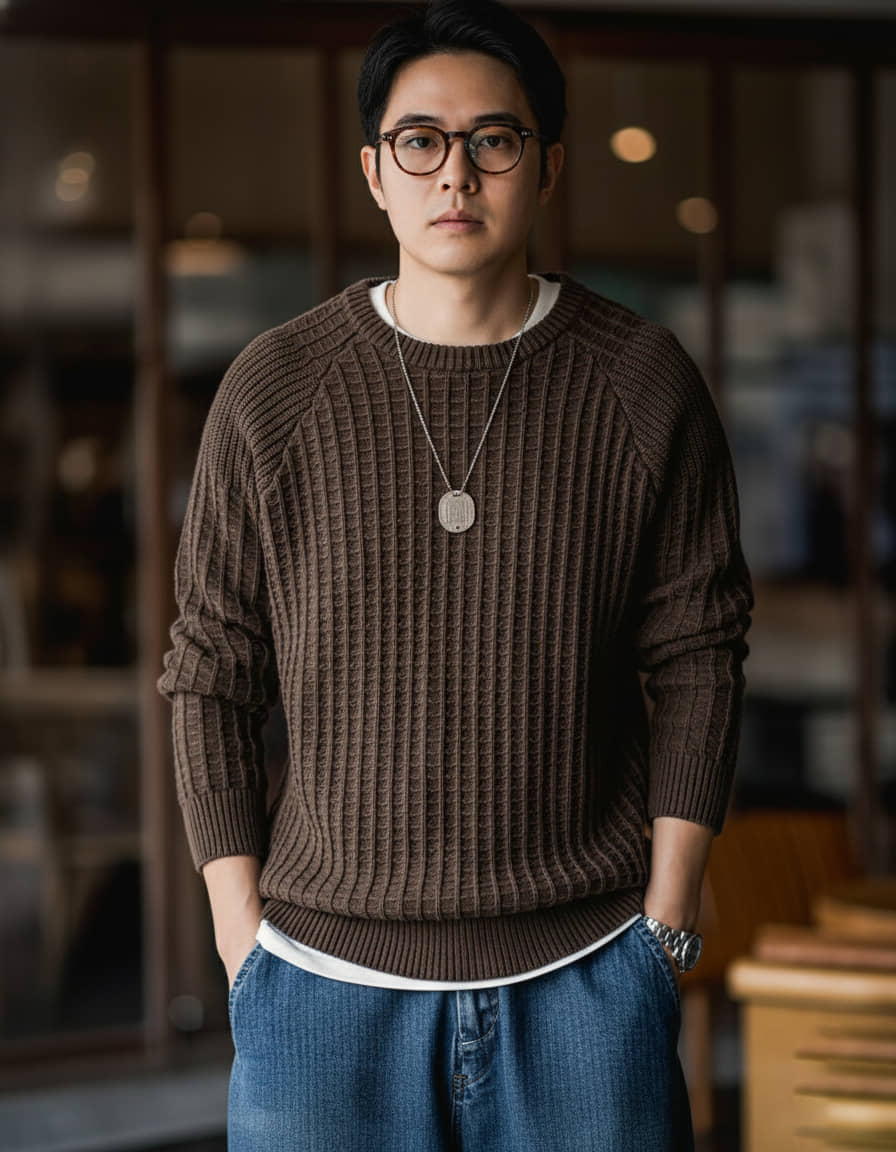 nikline Woollen Round Neck Men's Full Sleeves Pullover Sweater - Brown ( Pack of 1 )