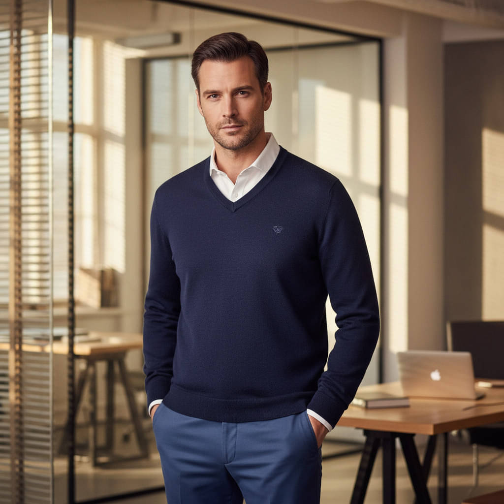 98 Degree North Woollen Blend V-Neck Men's Full Sleeves Pullover Sweater - Navy Blue ( Pack of 1 ) 98 Degree North Woollen Blend V-Neck Men's Full Sleeves Pullover Sweater - Navy Blue ( Pack of 1 )