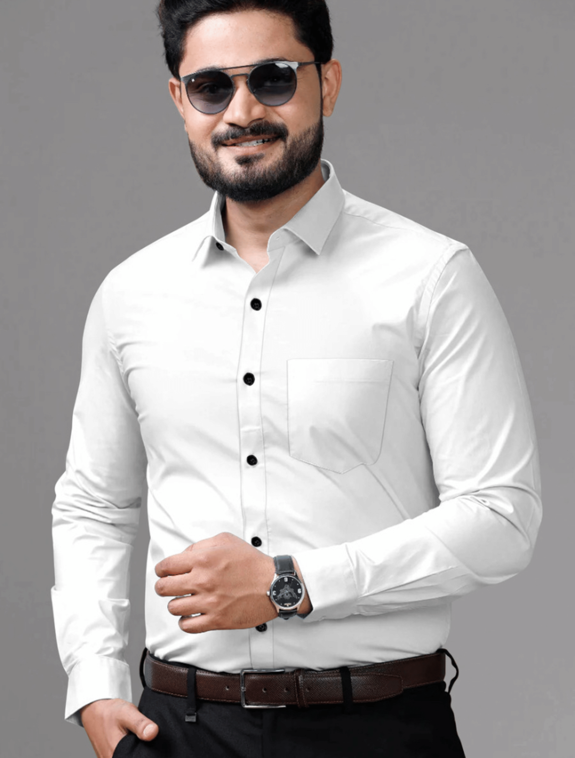 AITAVIK OVERSEAS Cotton Blend Regular Fit Solids Full Sleeves Men's Casual Shirt - White ( Pack of 1 )     			AITAVIK OVERSEAS Cotton Blend Regular Fit Solids Full Sleeves Men's Casual Shirt - White ( Pack of 1 )