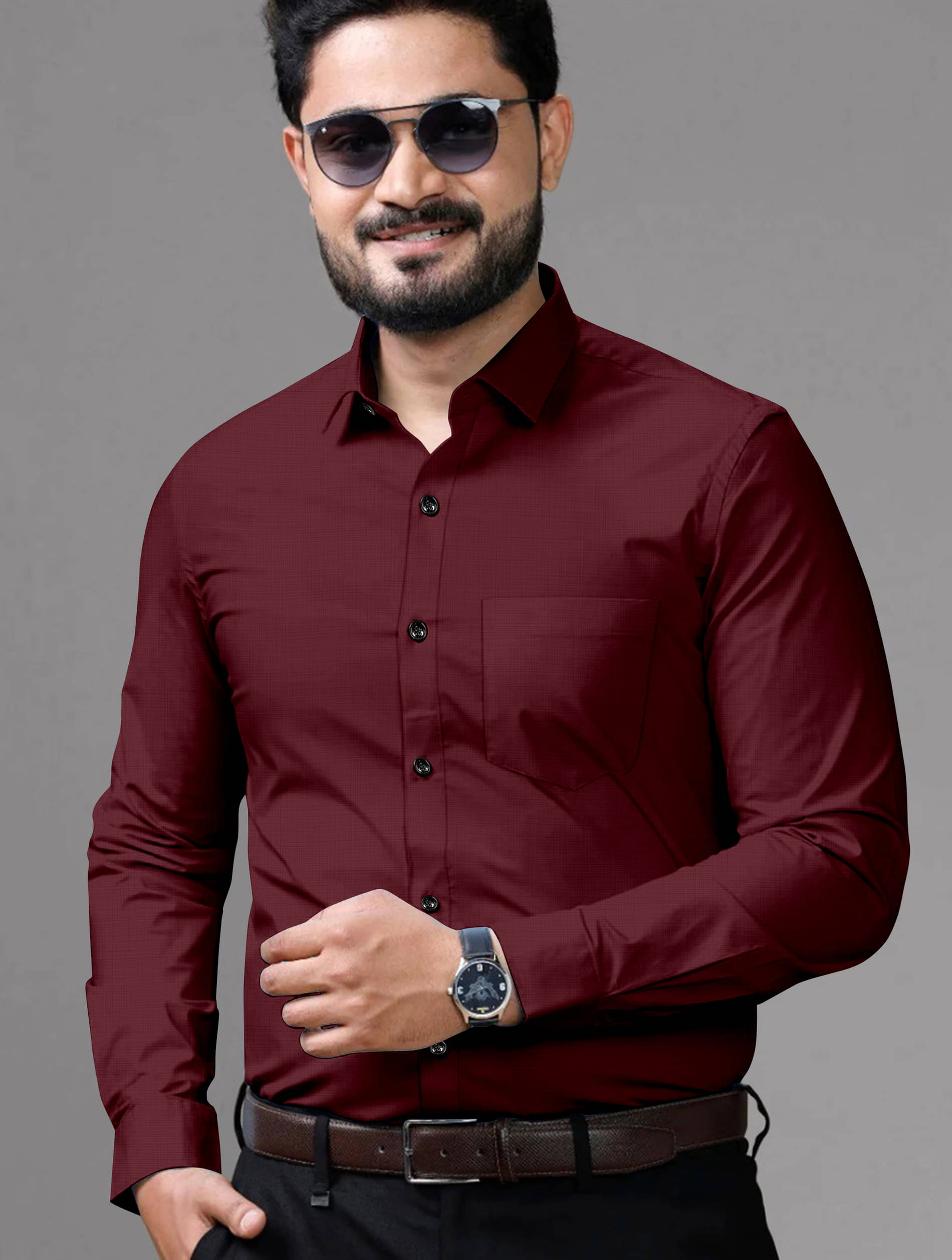 AITAVIK OVERSEAS Cotton Blend Regular Fit Solids Full Sleeves Men's Casual Shirt - Maroon ( Pack of 1 ) AITAVIK OVERSEAS Cotton Blend Regular Fit Solids Full Sleeves Men's Casual Shirt - Maroon ( Pack of 1 )