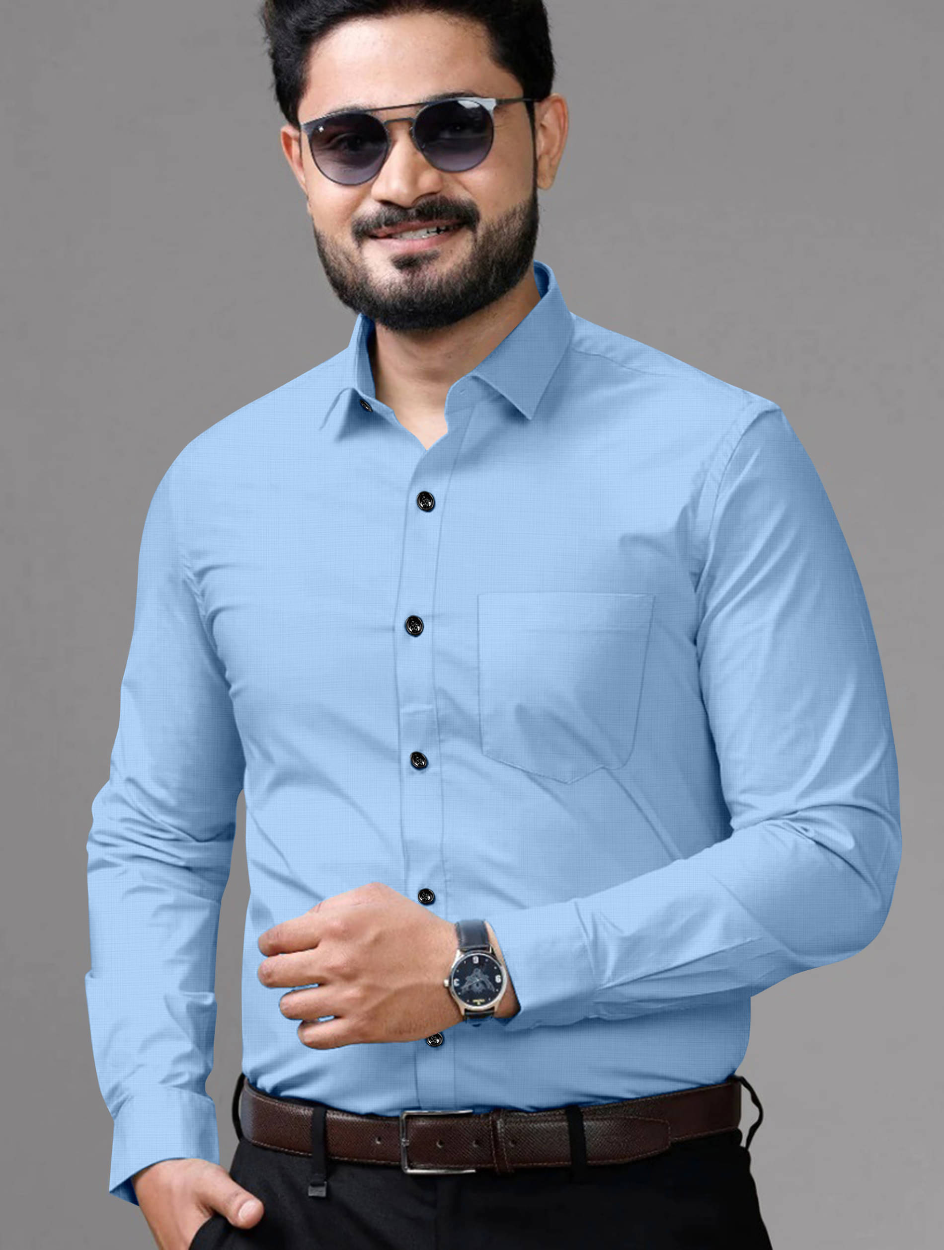     			AITAVIK OVERSEAS Cotton Blend Regular Fit Solids Full Sleeves Men's Casual Shirt - Aqua Blue ( Pack of 1 )