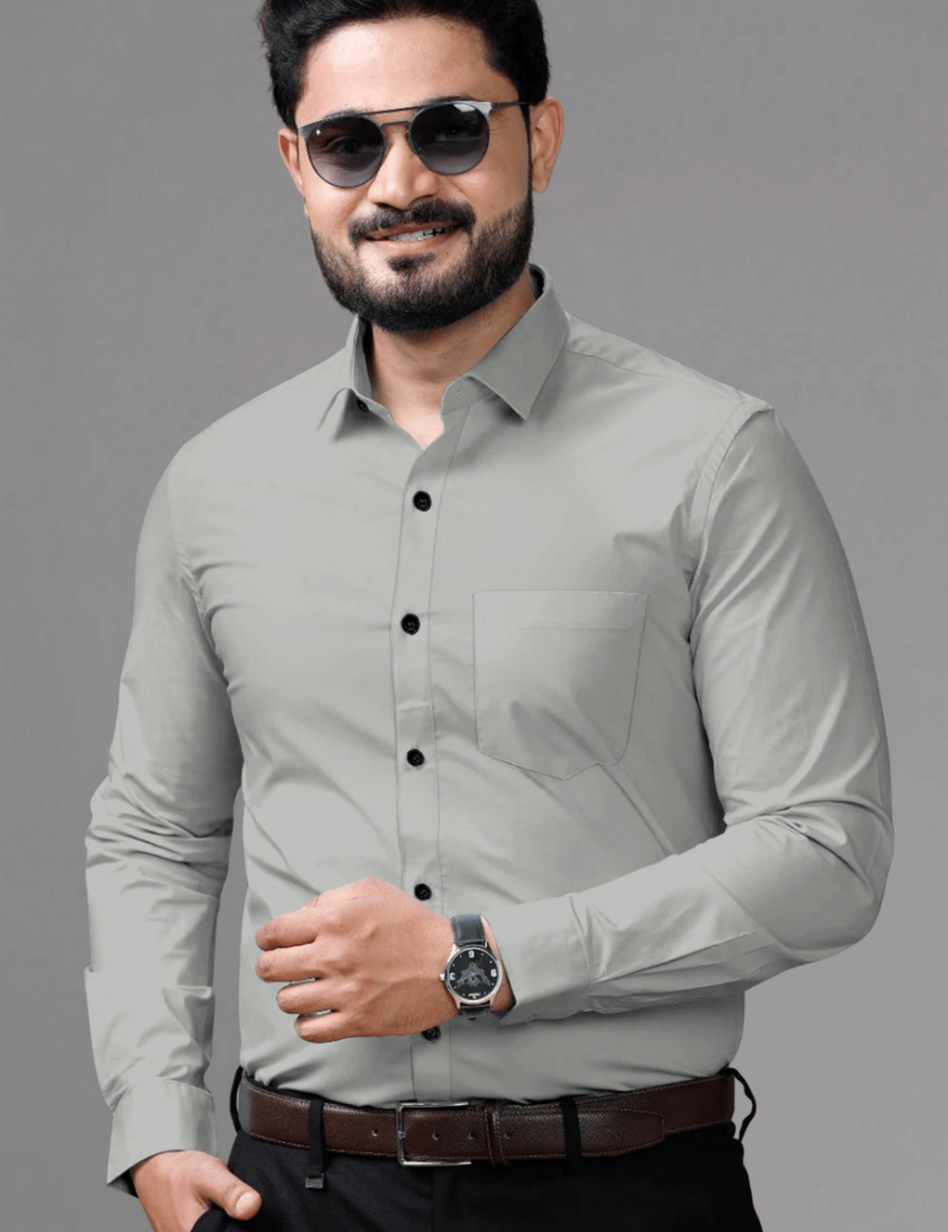 AITAVIK OVERSEAS Cotton Blend Regular Fit Solids Full Sleeves Men's Casual Shirt - Grey ( Pack of 1 ) AITAVIK OVERSEAS Cotton Blend Regular Fit Solids Full Sleeves Men's Casual Shirt - Grey ( Pack of 1 )