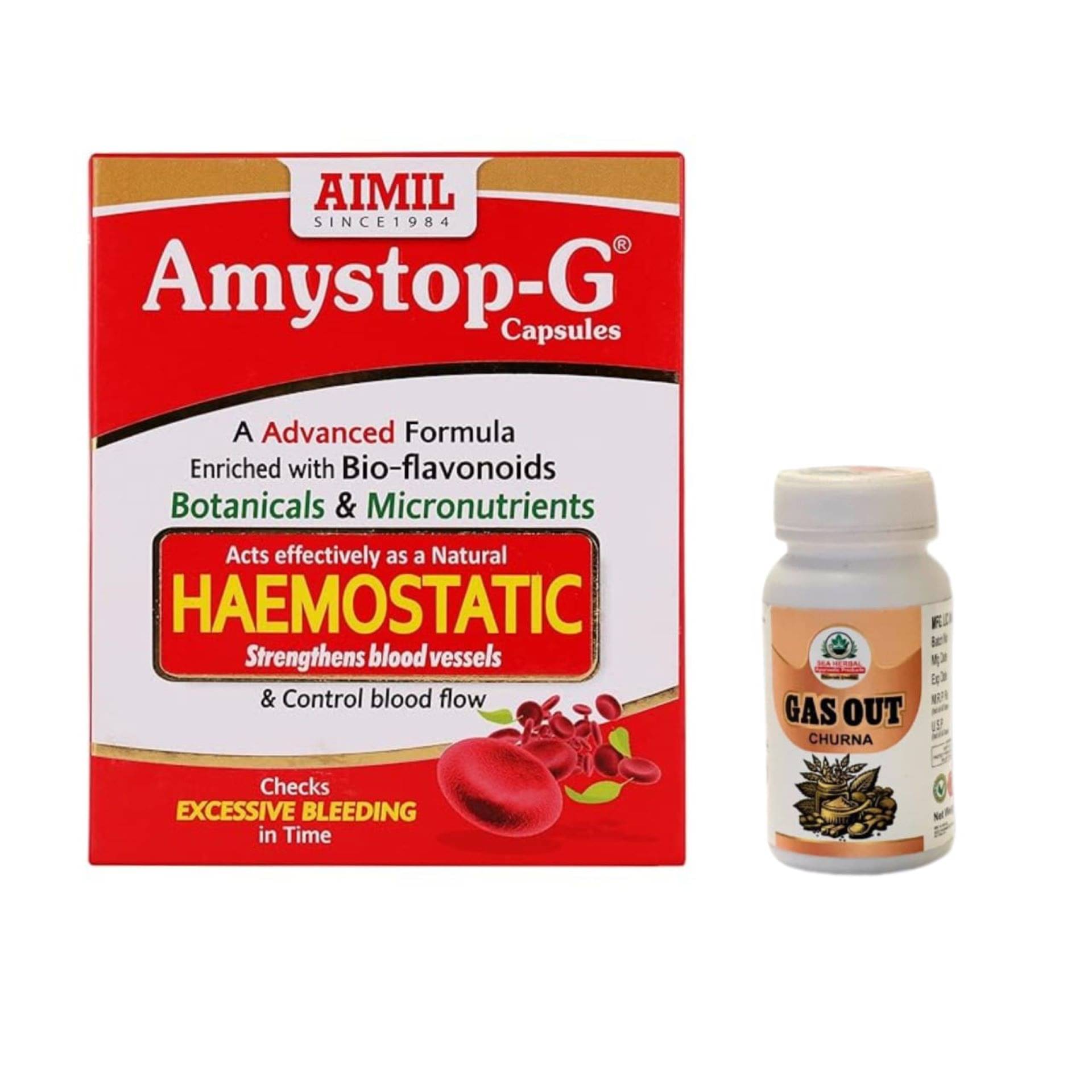 AMYSTOP-G (20 CAPSULES) PACK OF 4 + GAS OUT CHURNA     			AMYSTOP-G (20 CAPSULES) PACK OF 4 + GAS OUT CHURNA