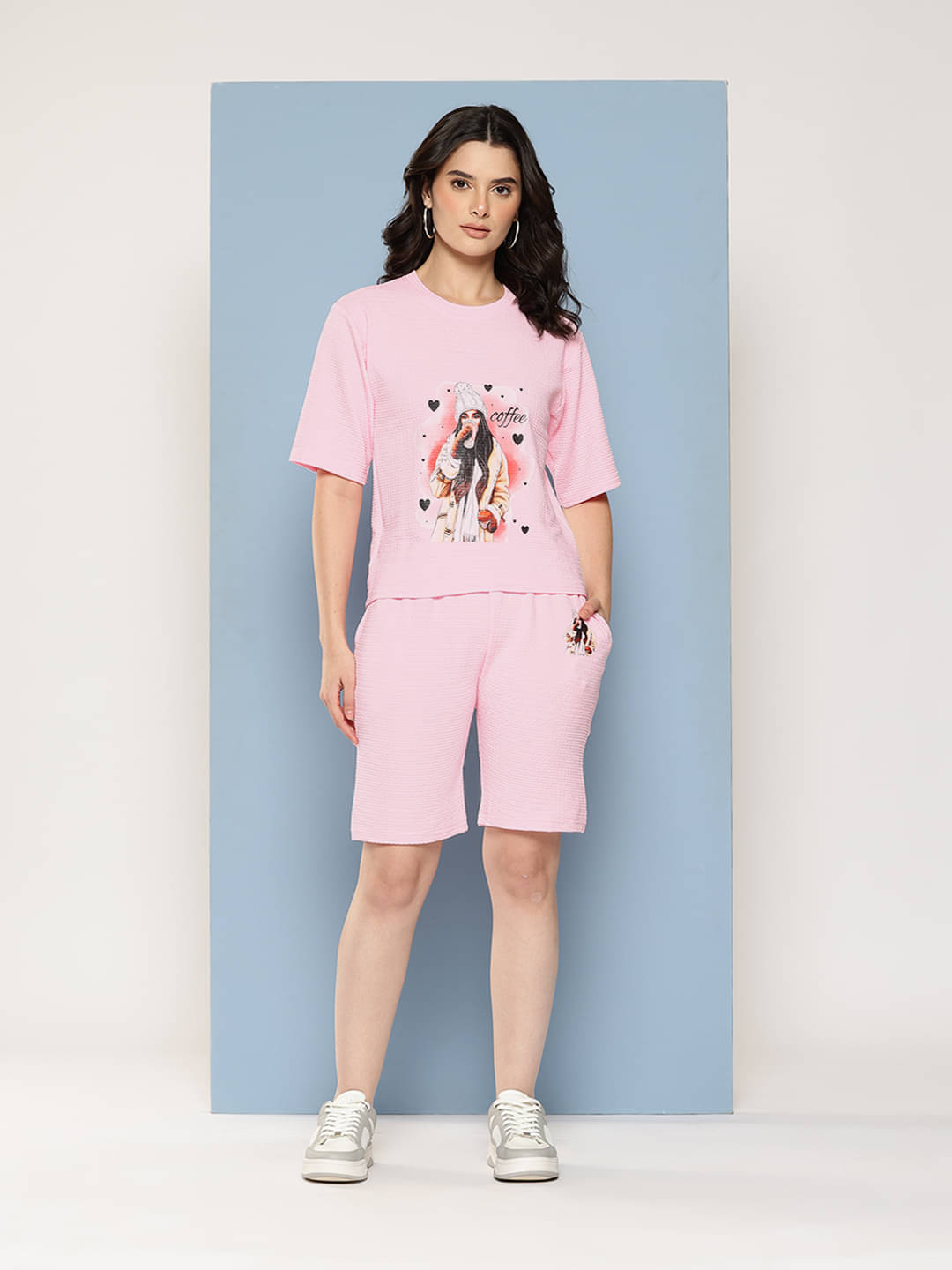     			Aarika Women Printed Top With Shorts Co-Ord Set ( Pink )
