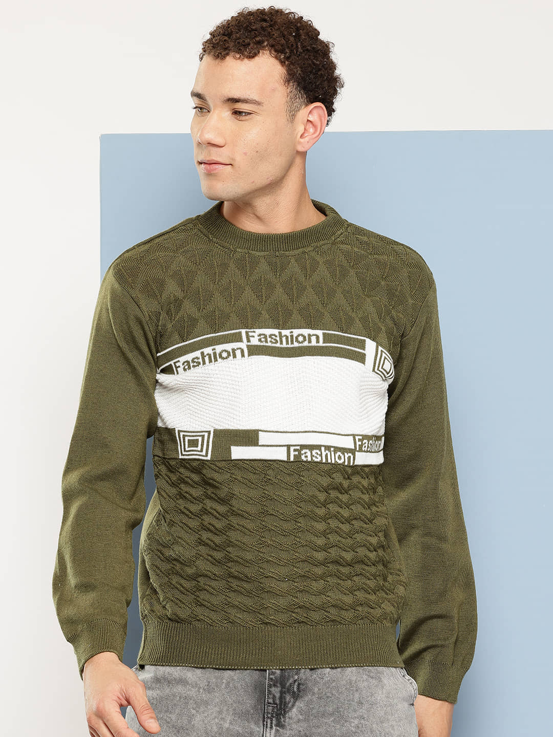 Aarika Woollen Round Neck Men's Full Sleeves Pullover Sweater - Green ( Pack of 1 )