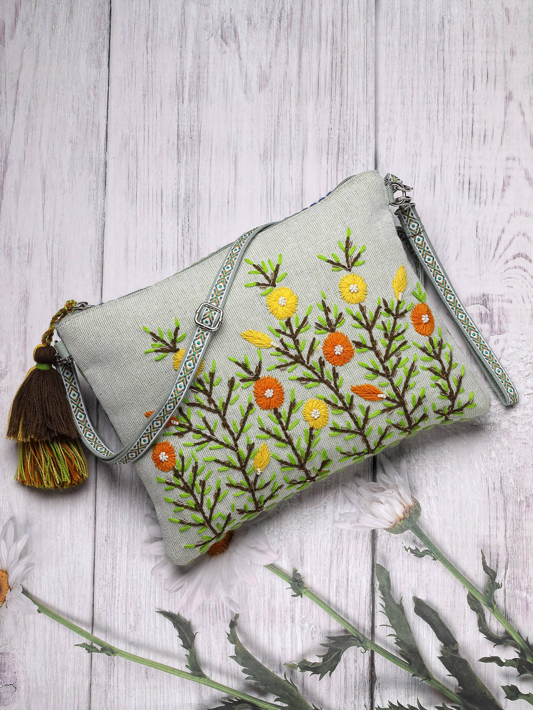     			Anekaant Sling Bag Cotton Set of 1 ( Green )