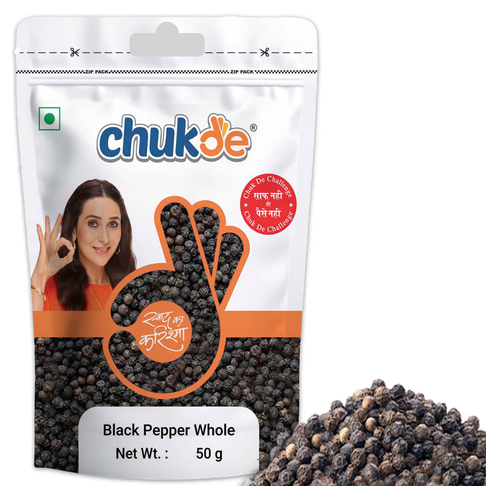 CHUKDE Sabut Kali Mirch | Black Pepper Whole 50 gm Pack of 2 CHUKDE Sabut Kali Mirch | Black Pepper Whole 50 gm Pack of 2
