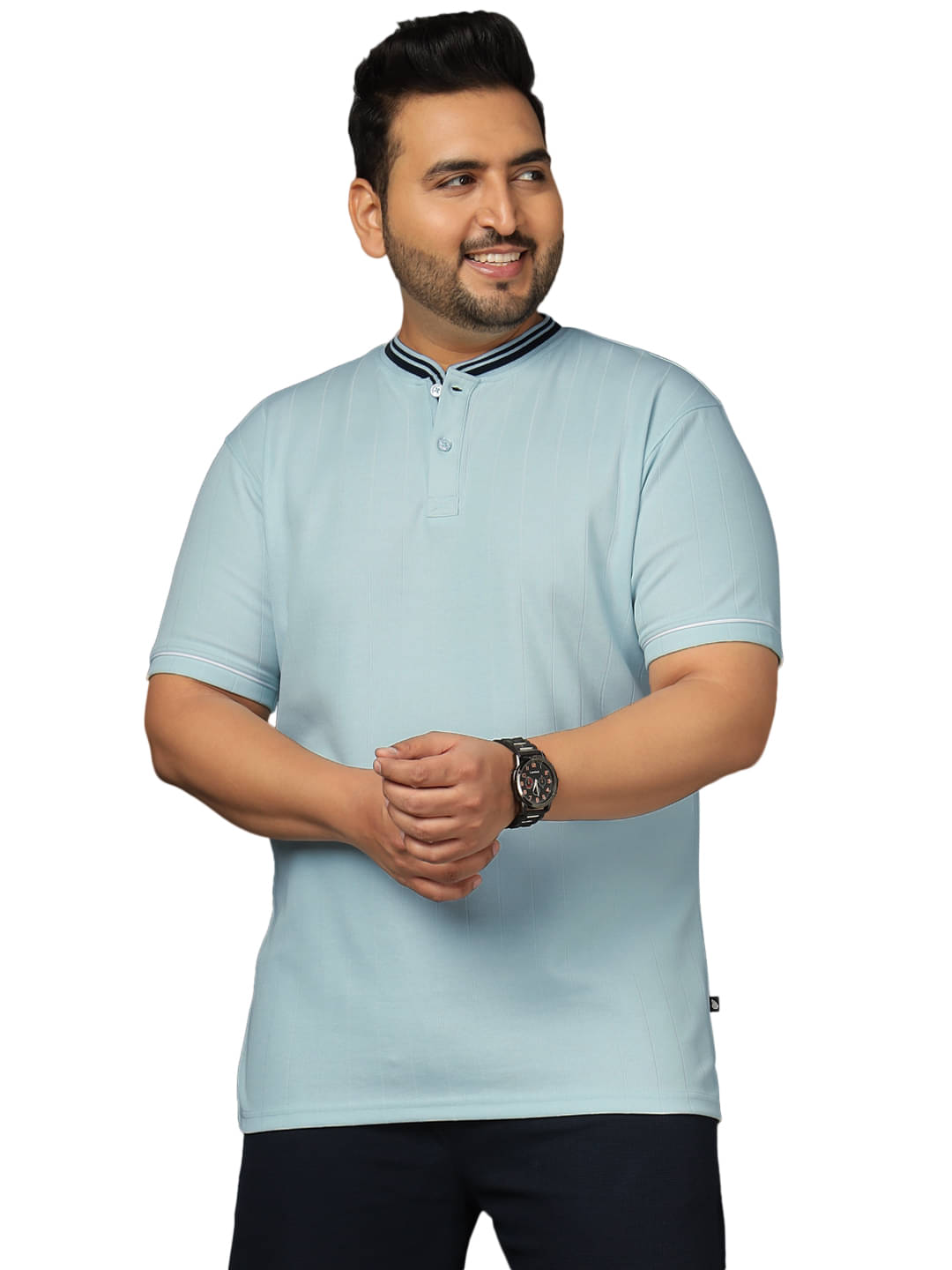     			Club York Men Cotton Blend Regular Fit Striped Polo T Shirt ( Light Blue )