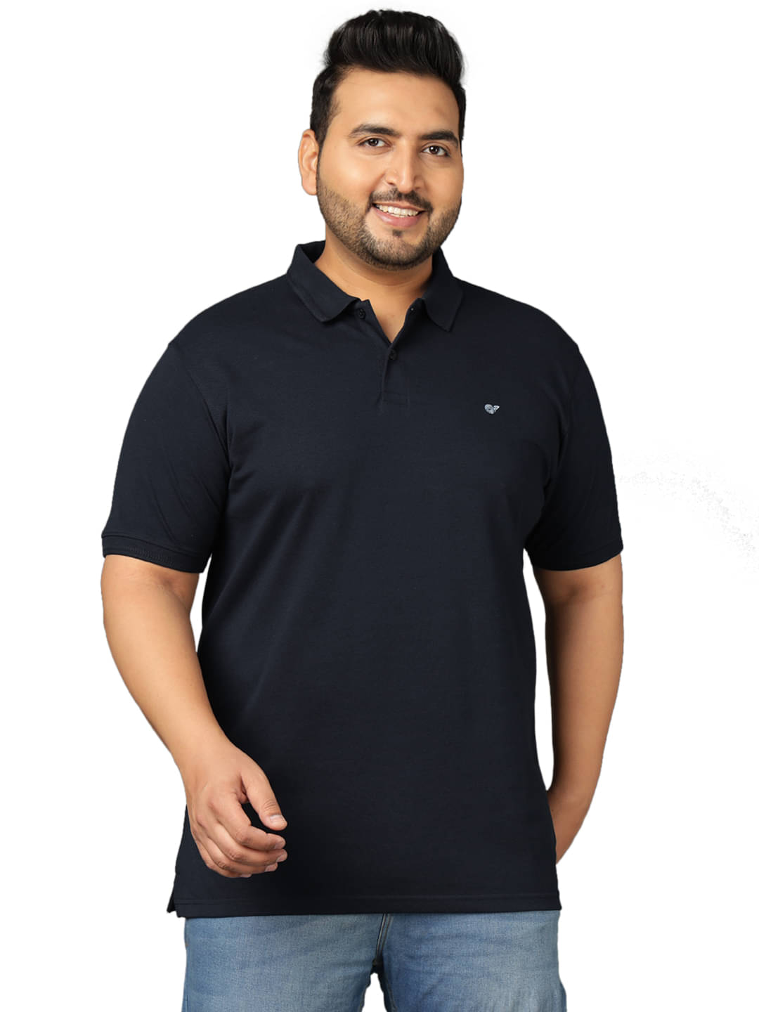 Club York Men Cotton Blend Regular Fit Solid Polo T Shirt ( Navy Blue )     			Club York Men Cotton Blend Regular Fit Solid Polo T Shirt ( Navy Blue )