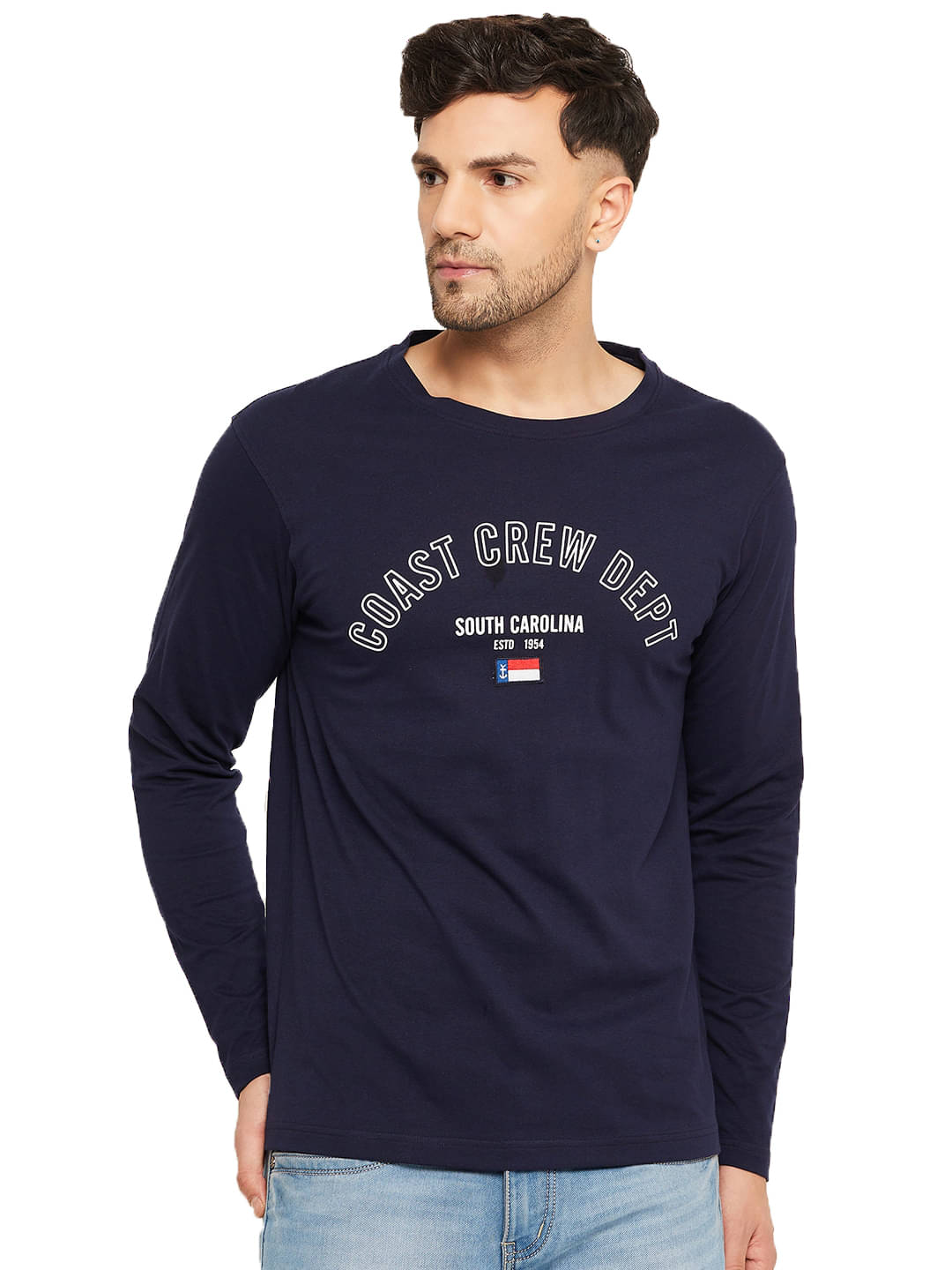 Club York Men Cotton Regular Fit Printed T-Shirt ( Navy Blue ) Club York Men Cotton Regular Fit Printed T-Shirt ( Navy Blue )